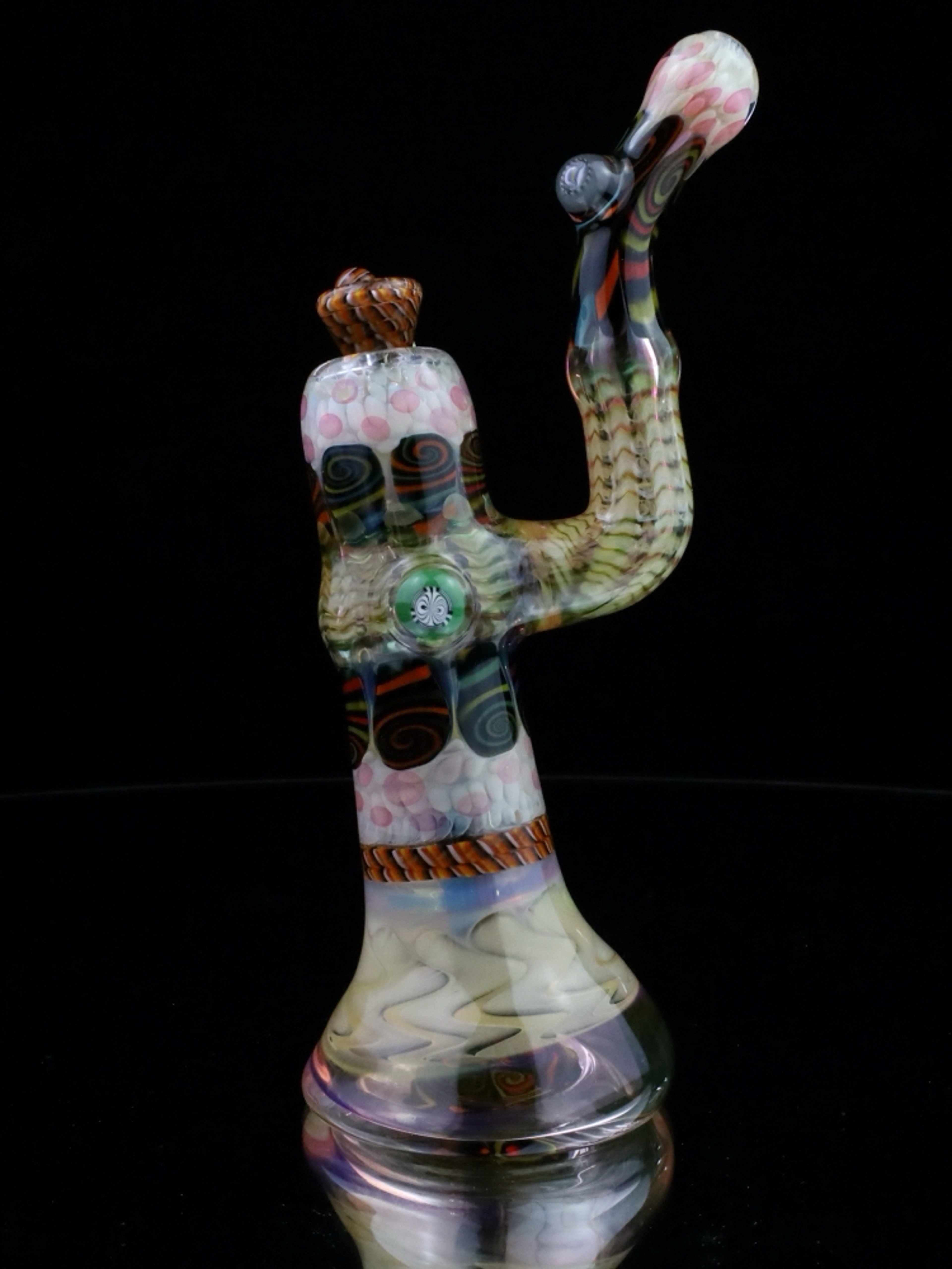 Preview pic of Chunk Glass Brown & White Thumbprint Bubbler