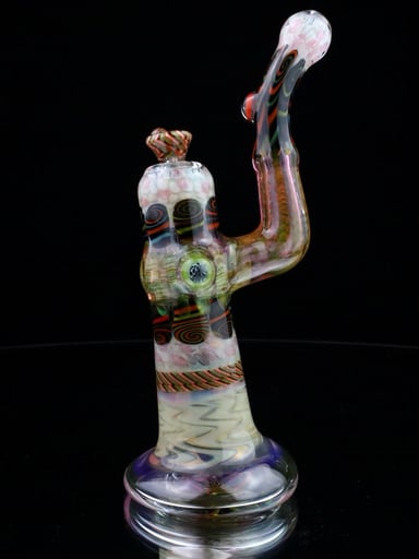 Preview pic of Chunk Glass Brown & Green Thumbprint Bubbler