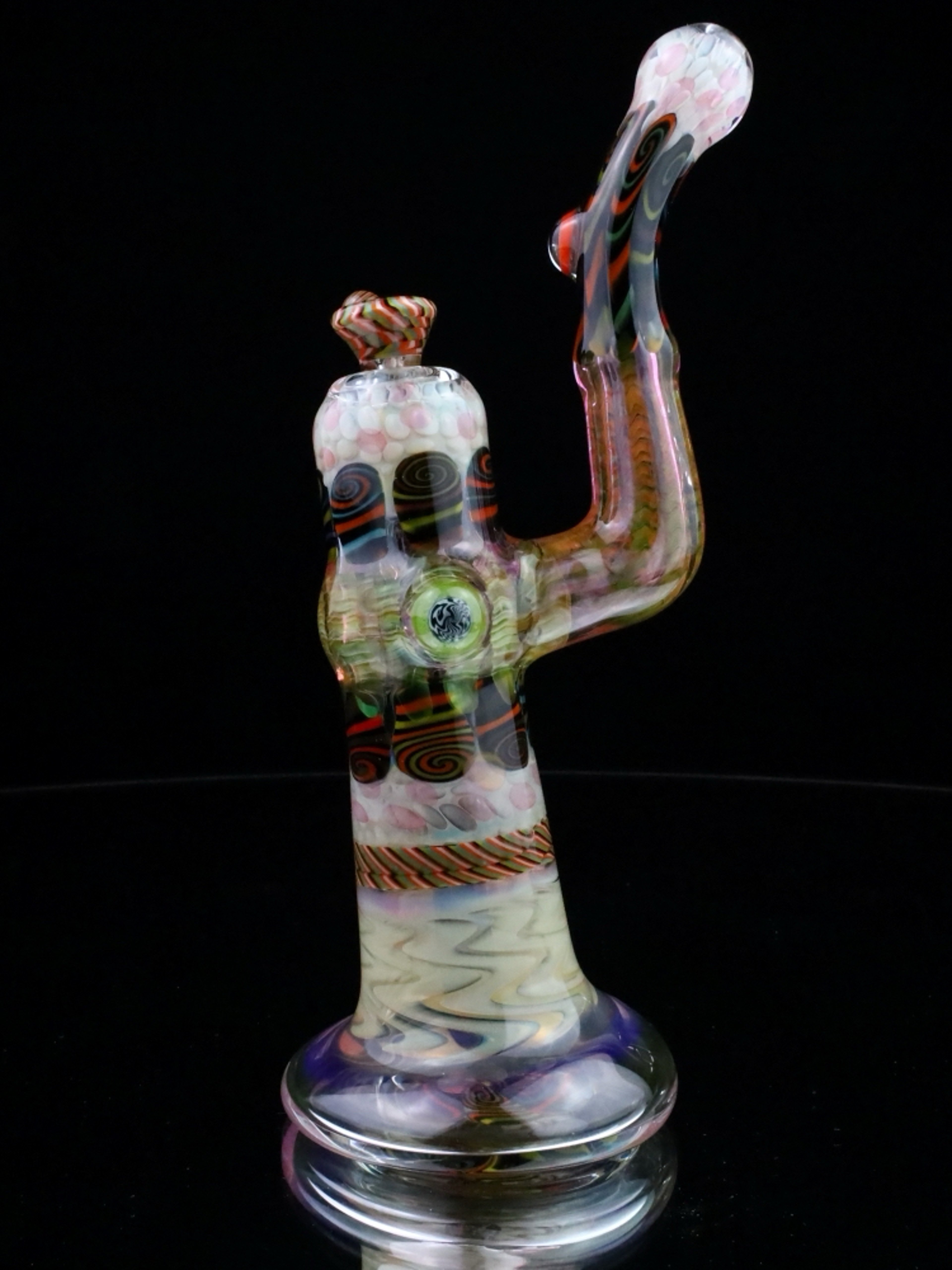 Preview pic of Chunk Glass Brown & Green Thumbprint Bubbler