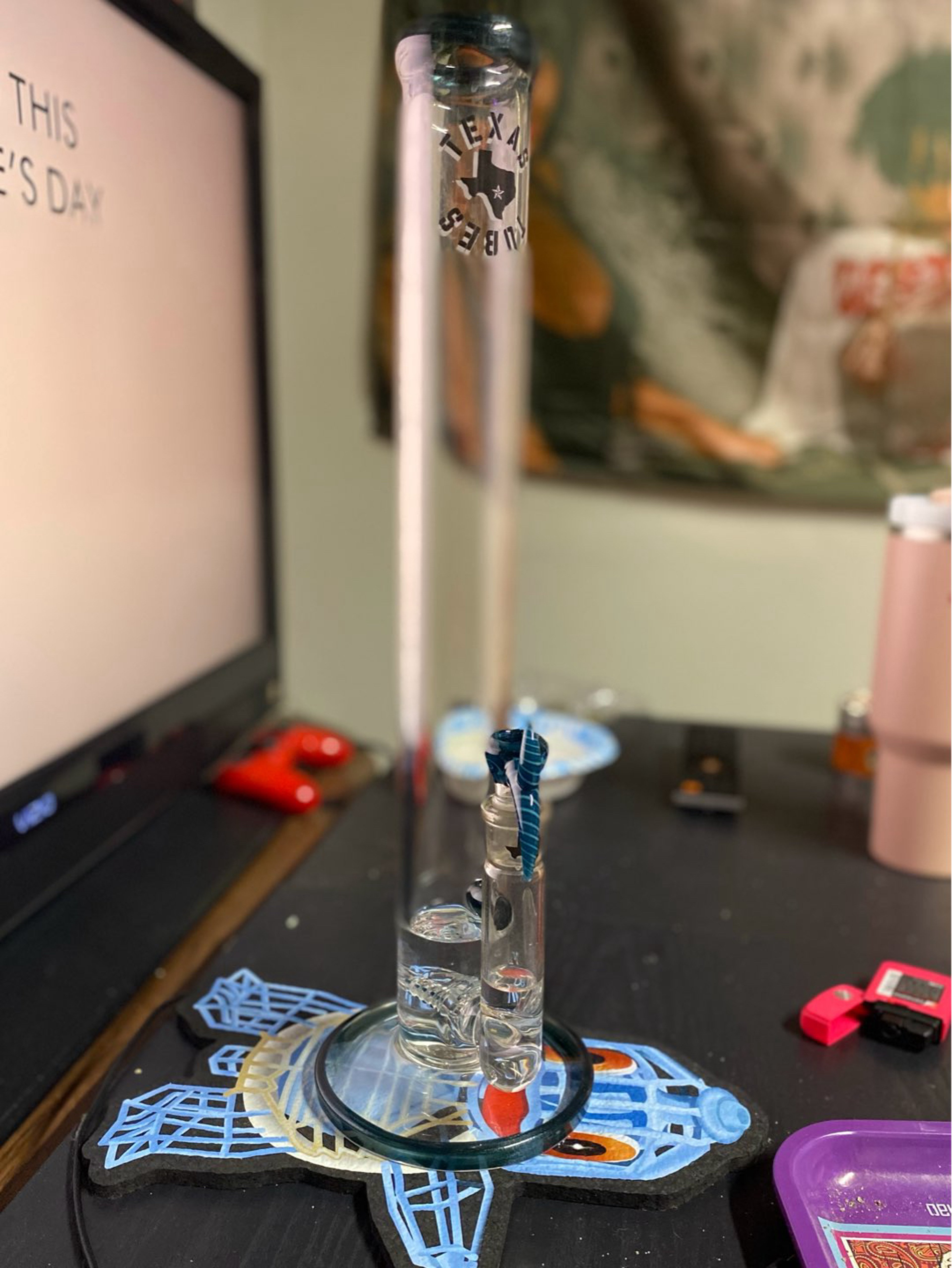 Preview pic of Texas Tubes Dual Stem Bong 19inch: Unobtanium: custom texas tube slide