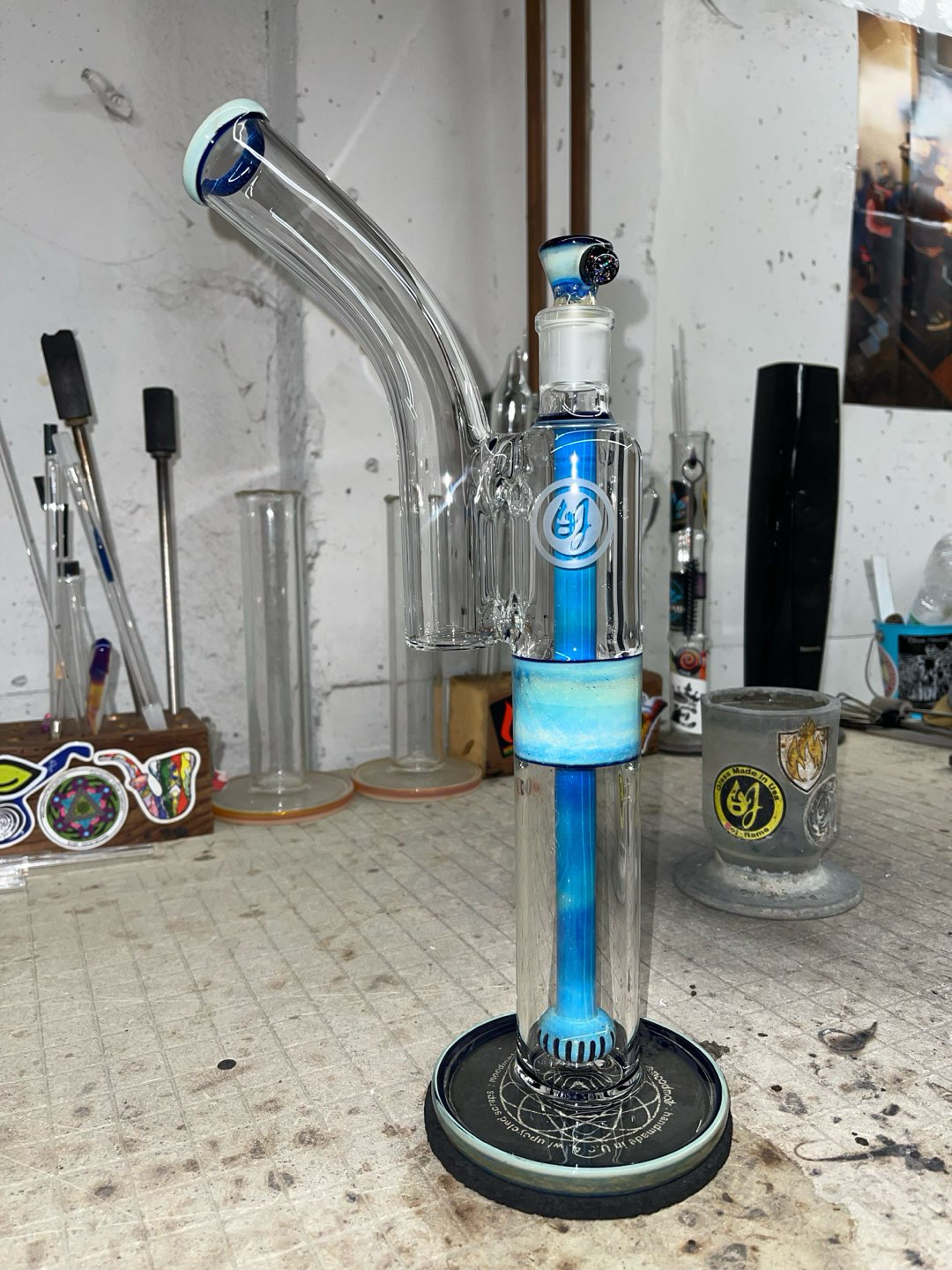 Preview pic of King bub Cobalt blue with silver fume accents , 18mm 4 holes slide