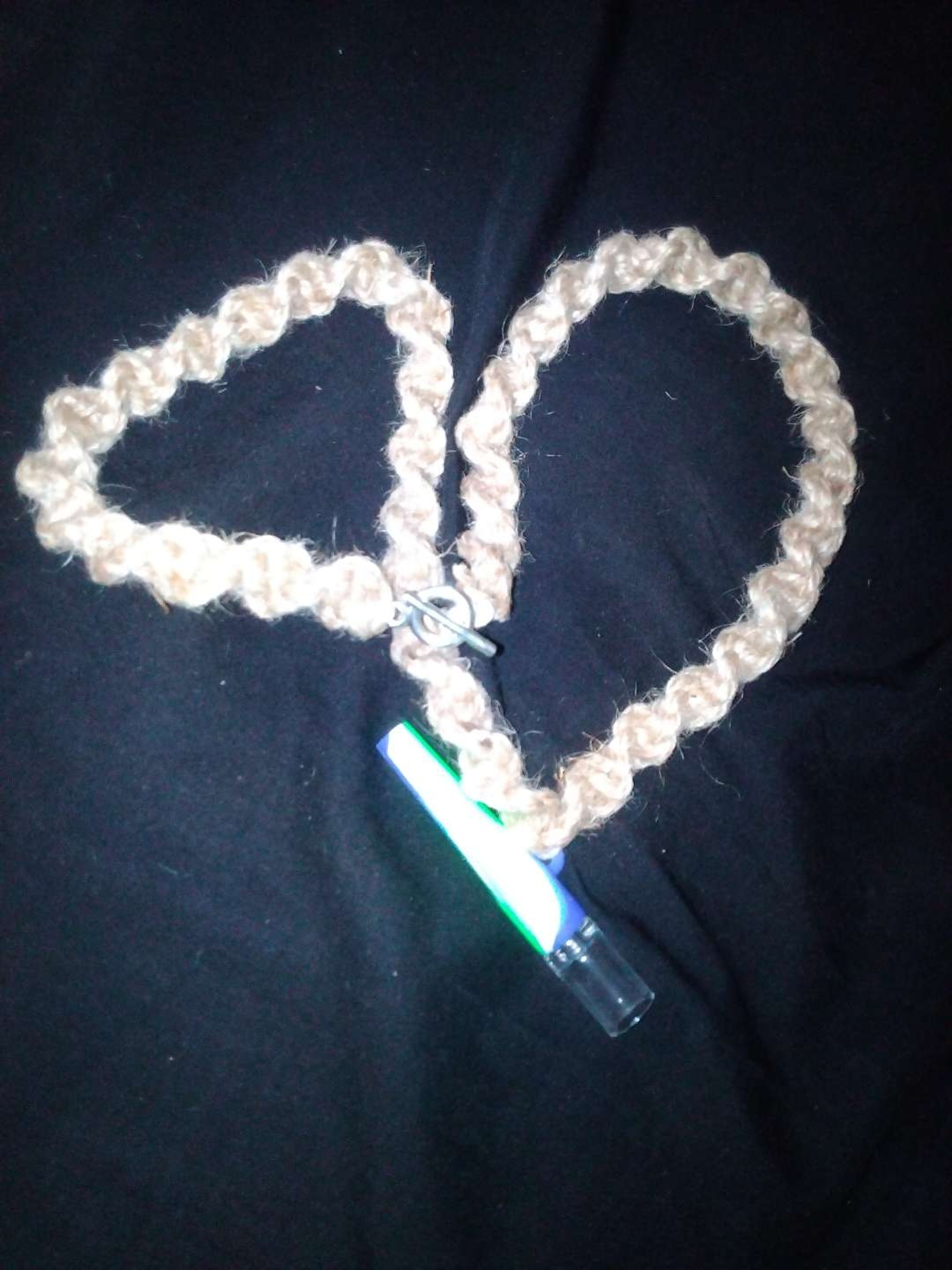 Preview pic of Blue, green and white silicone and glass chillum necklace