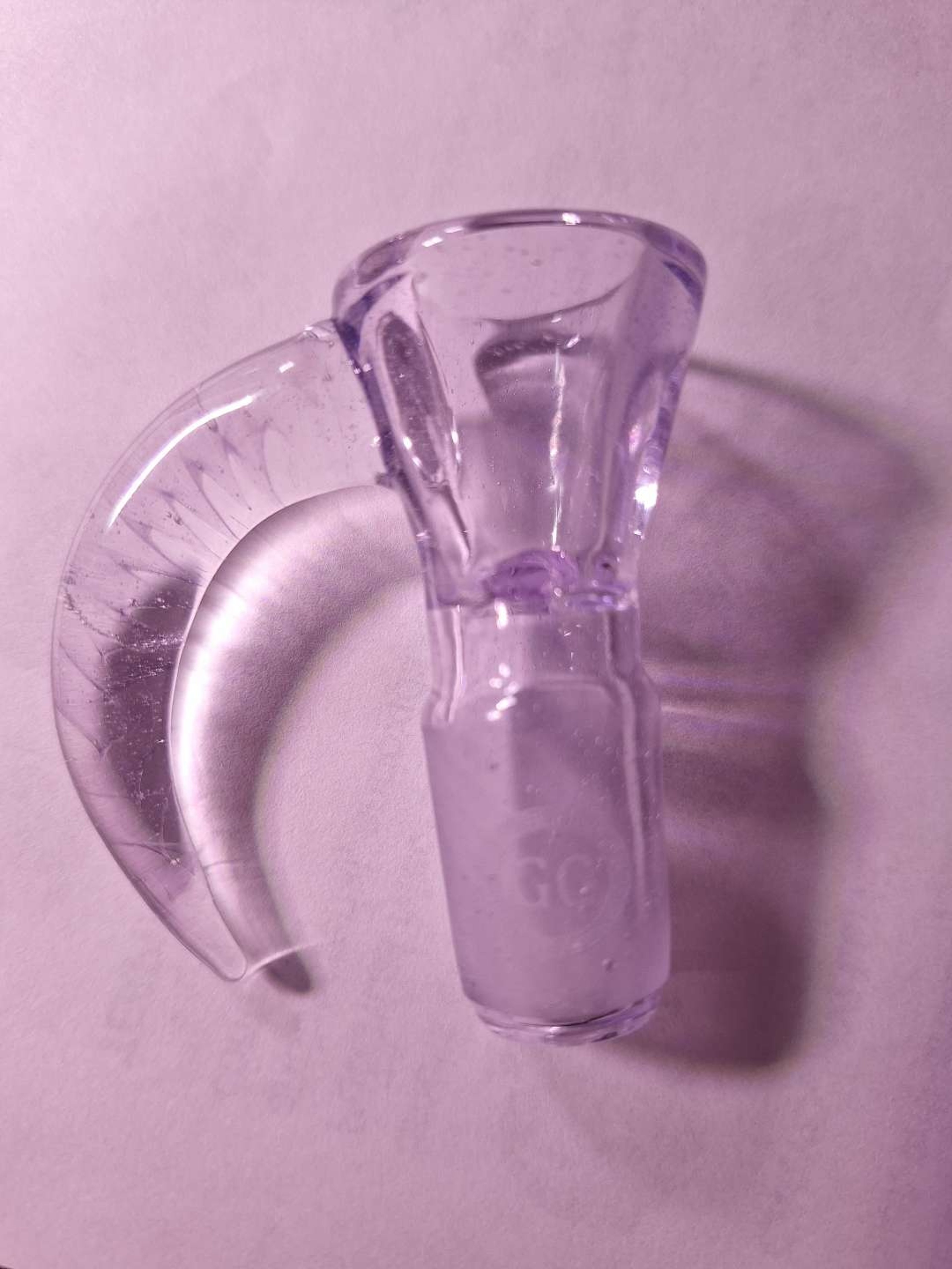 Preview pic of Greek Glass purple lollipop fully accented 18mm horn slide 4 hole