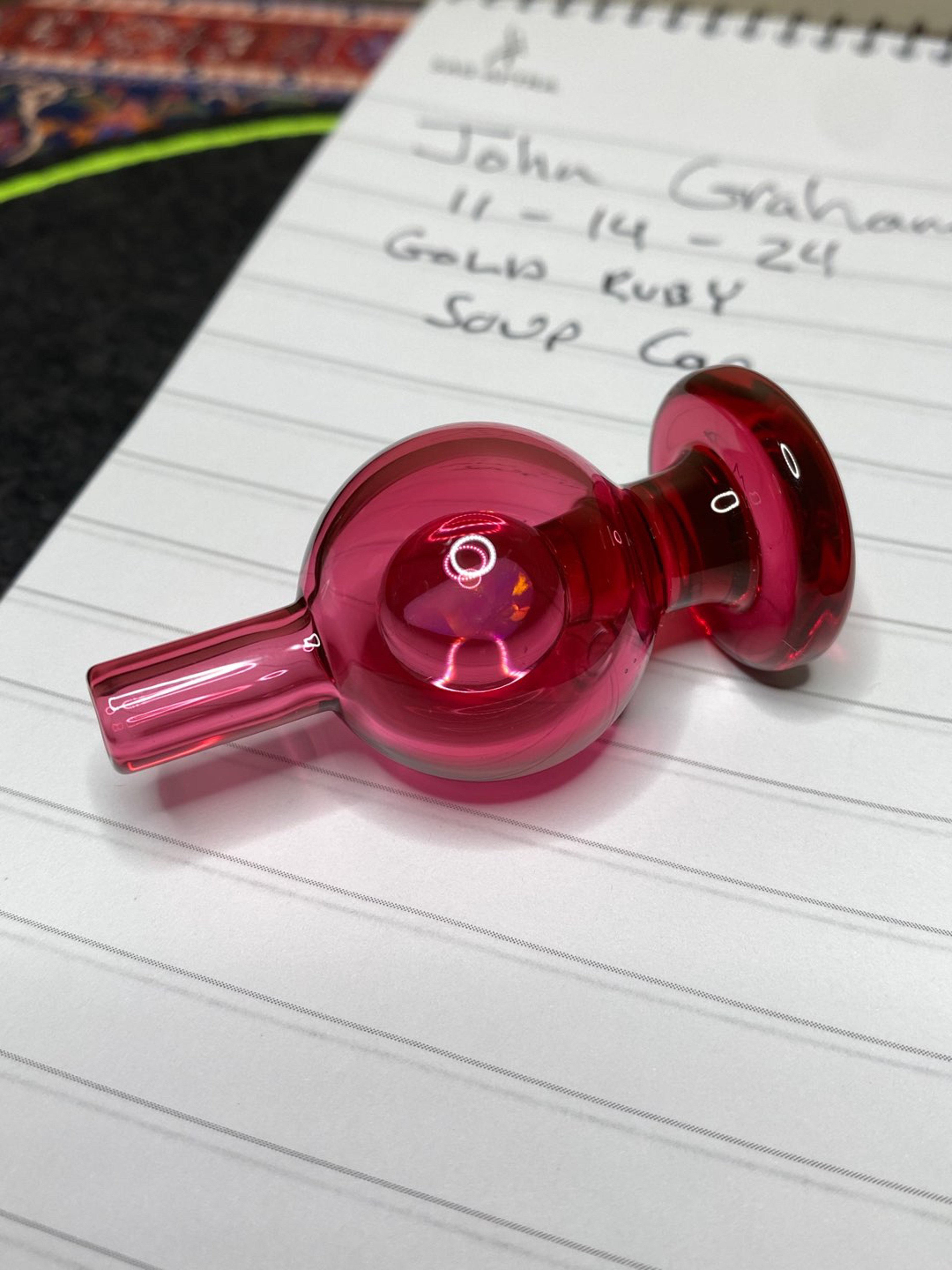 Preview pic of Soup Glass Gold ruby w/opal Bubble cap