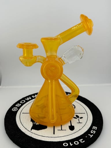 Preview pic of Bowman Glass V5 Double Dumper W/ Facted Accents and Opal Marble Attachment