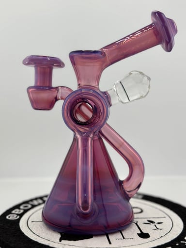 Preview pic of Bowman Glass V5 Double Dumper W/ Faceted Accents and Opal Marble Attachment