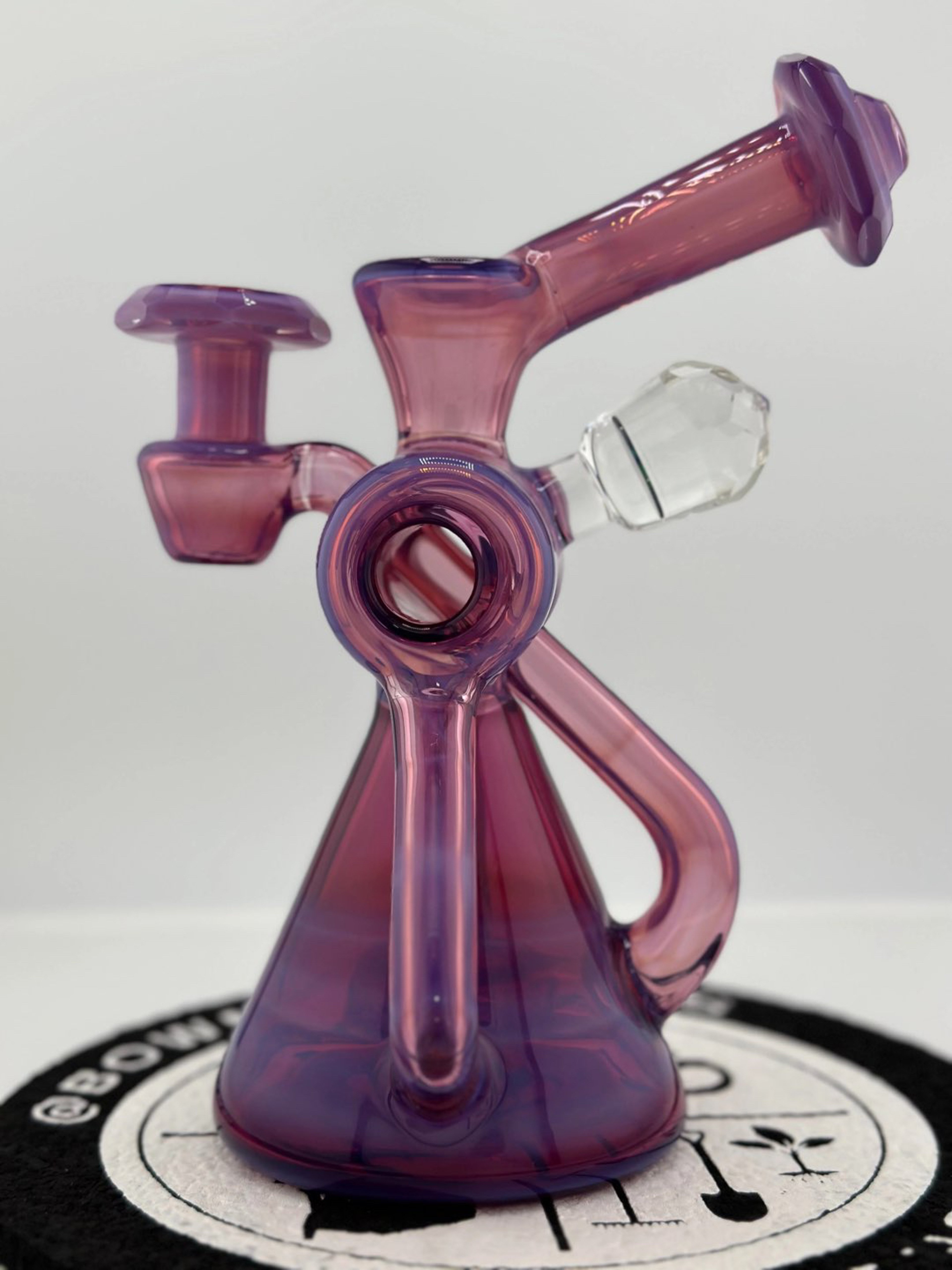 Preview pic of Bowman Glass V5 Double Dumper W/ Faceted Accents and Opal Marble Attachment