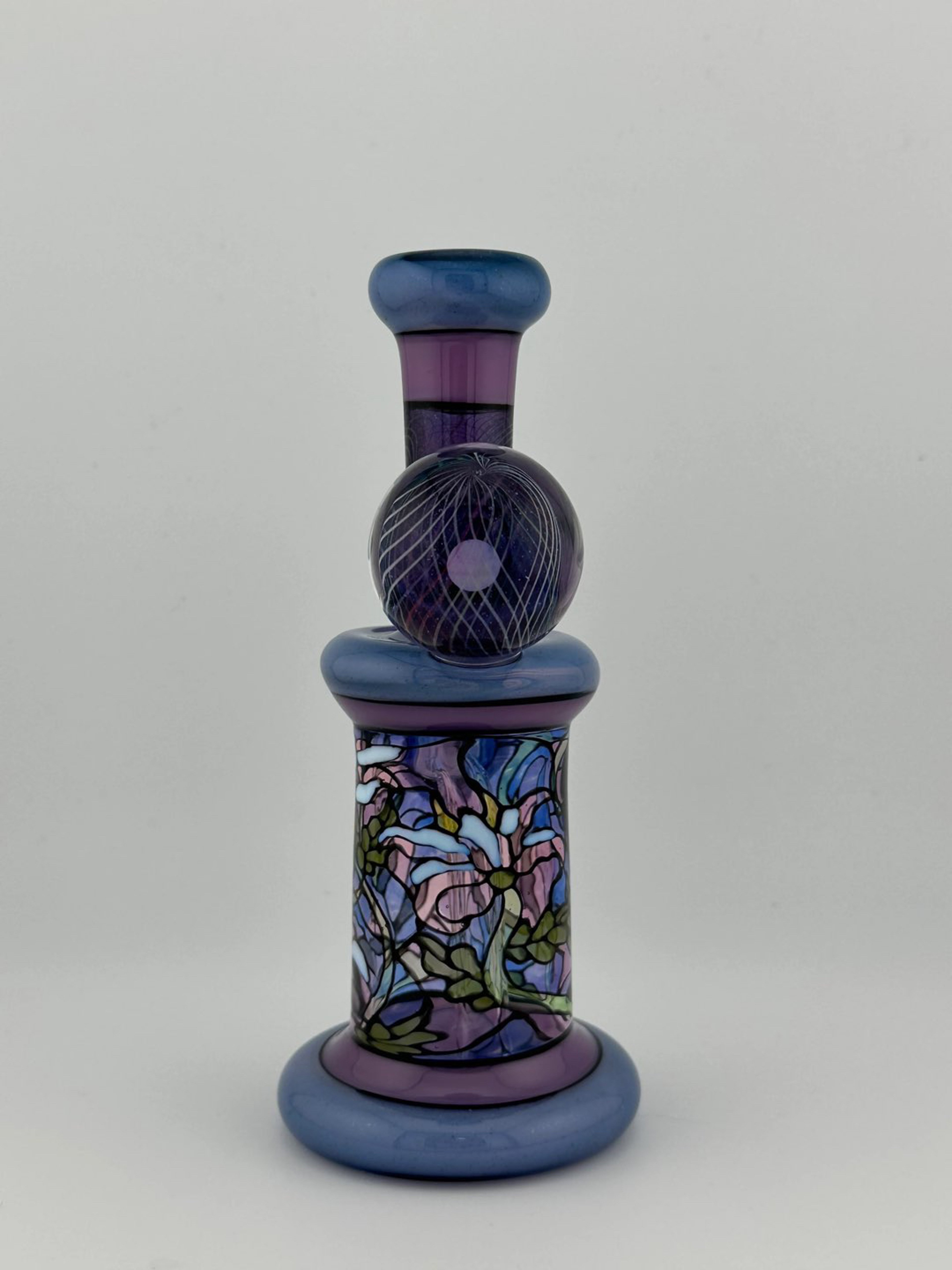 Preview pic of Windstar x Sir Pyro Glass Meadow Scene w/ Rainbow Retti Caged Opal Attachment