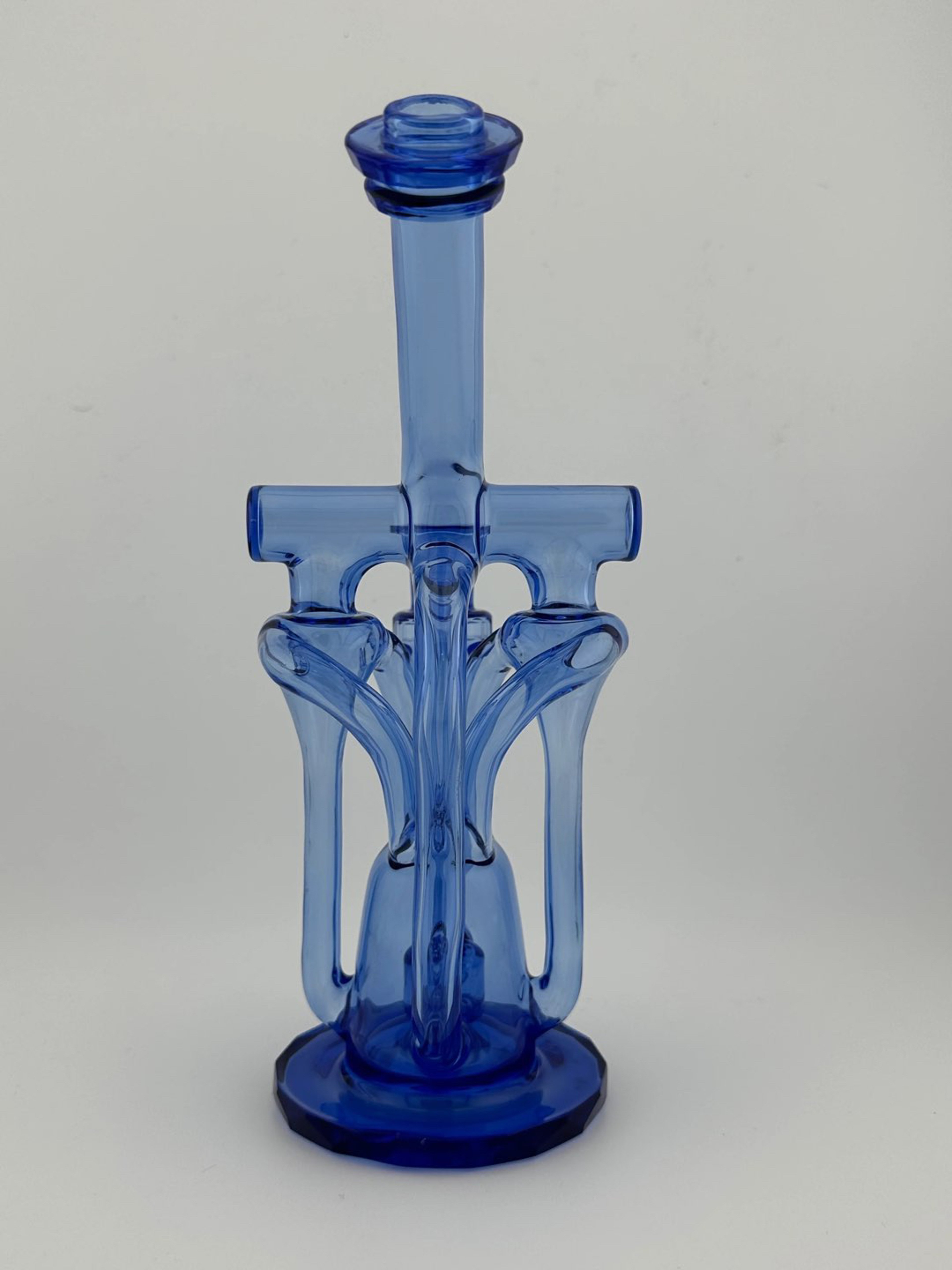 Preview pic of Domer Glass Fully Faceted Blue Bubble Dumper Recycler