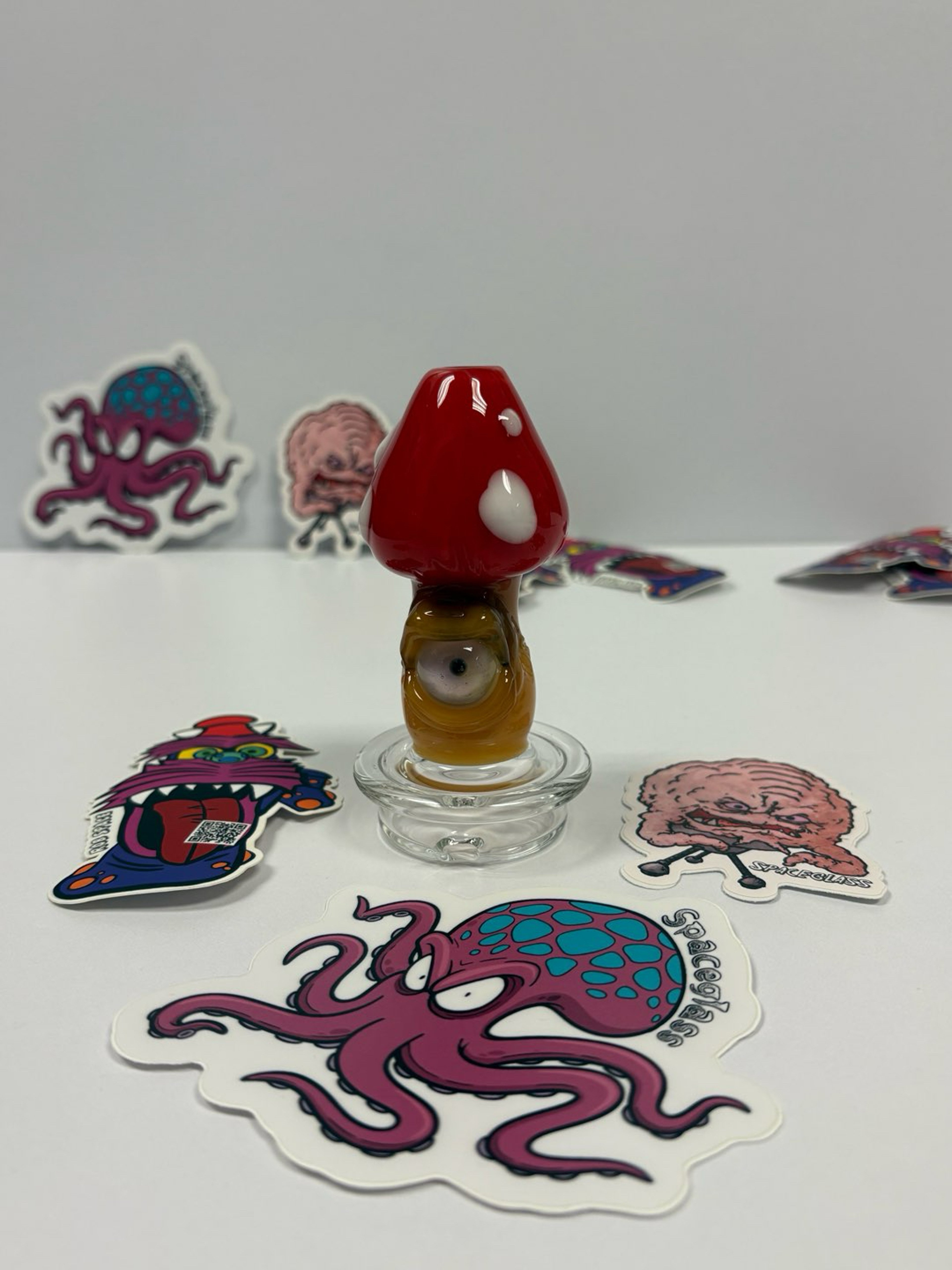 Space Glass Dry Puffco Peak or Peak Pro mushroom top with UV reactive glass accents image 0