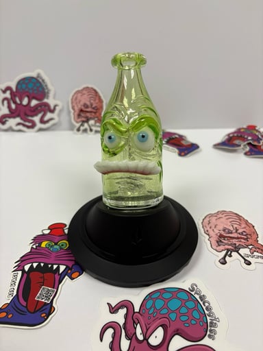 Preview pic of Space Glass wet Puffco Peak or Peak Pro mushroom top with UV reactive glass accents