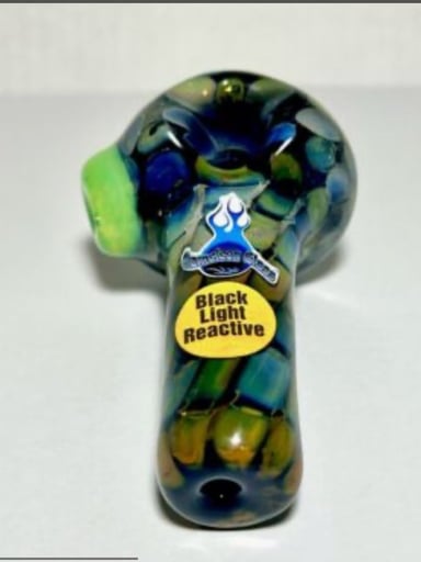 Preview pic of Chameleon Glass Black Light Reactive Granite Pipe Tobacco Spoon