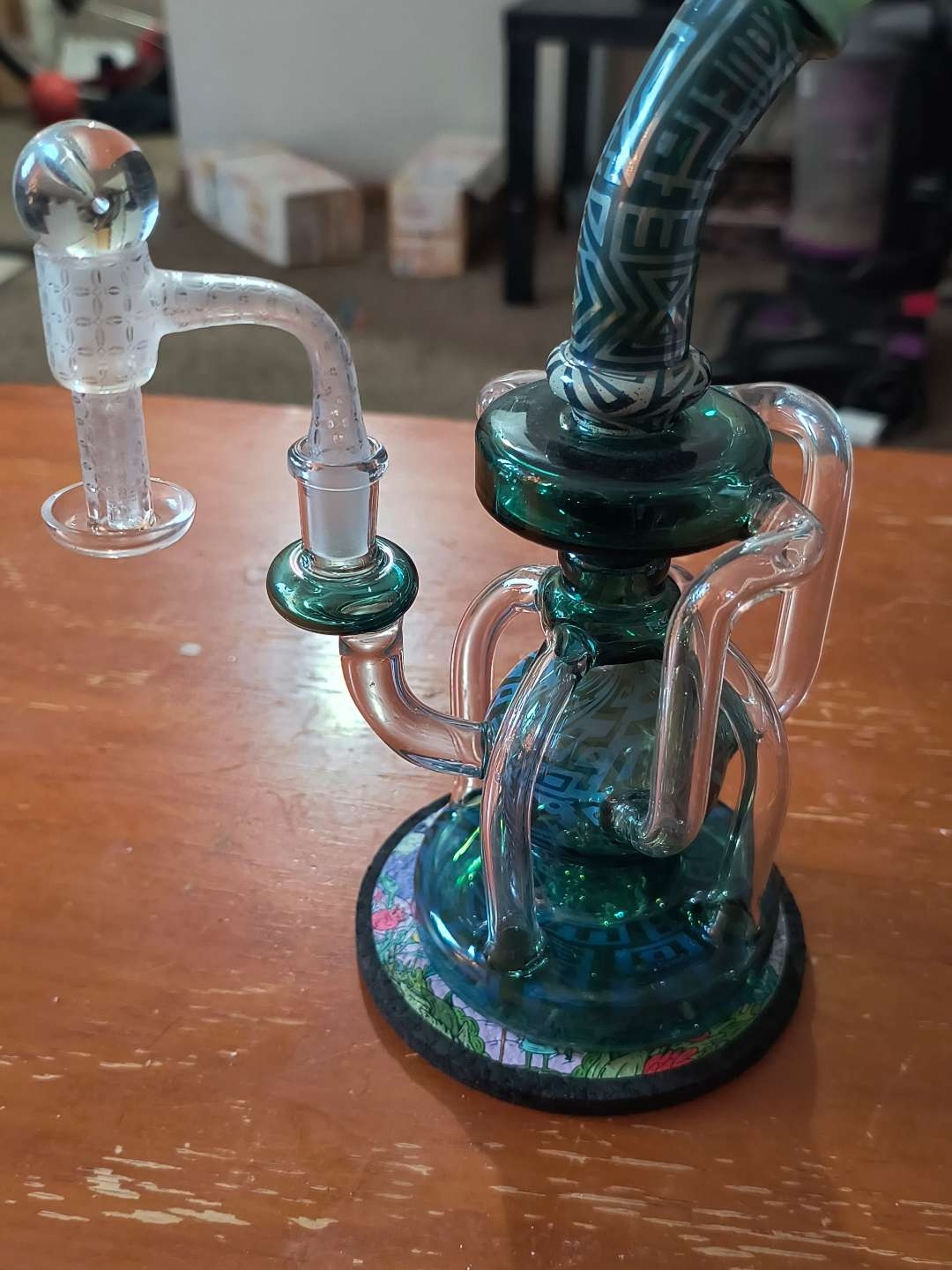 Preview pic of 10″ ORB RECYCLER w/ BLASTED DESIGNS & INLINE SHOWERHEAD
