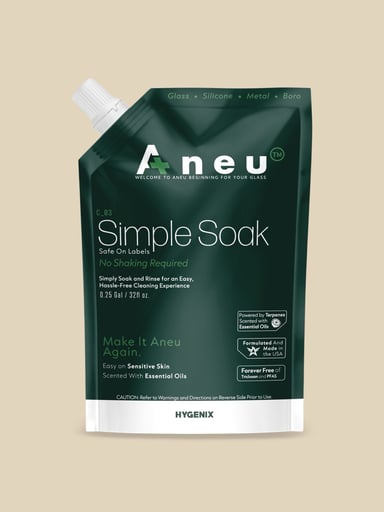 Preview pic of Simple Soak by Aneu 32oz – Soak & Rinse Formula | Easily Dissolves Tough Resins & Grime | No Shaking Required | Cleans Glass, Silicone, Metal, & Borosilicate  | 32oz - 1 Pack