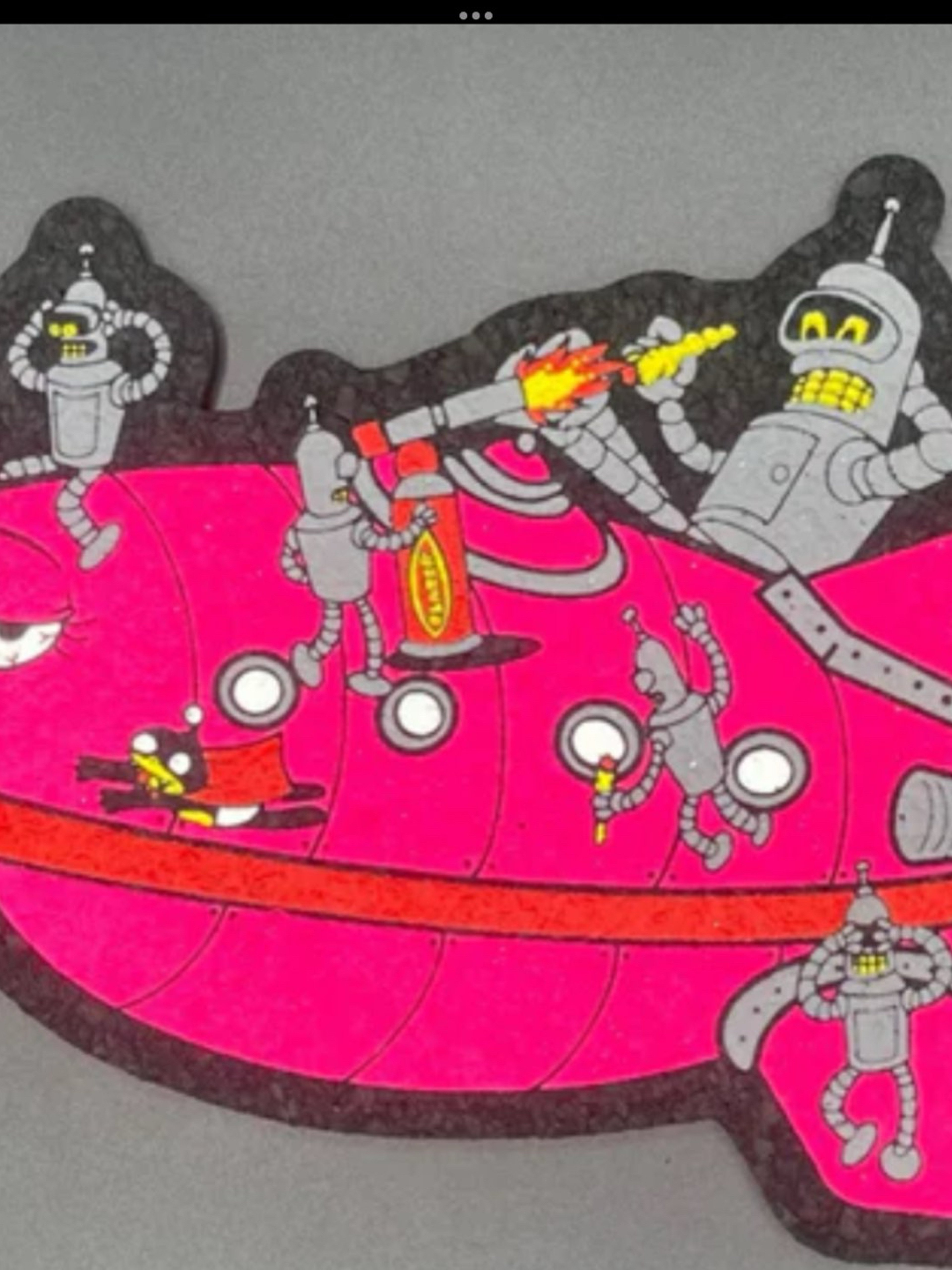 Preview pic of Hippie Hussle x Dark Mountain Cult Futurama Bender & Pink Spaceship Moodmat