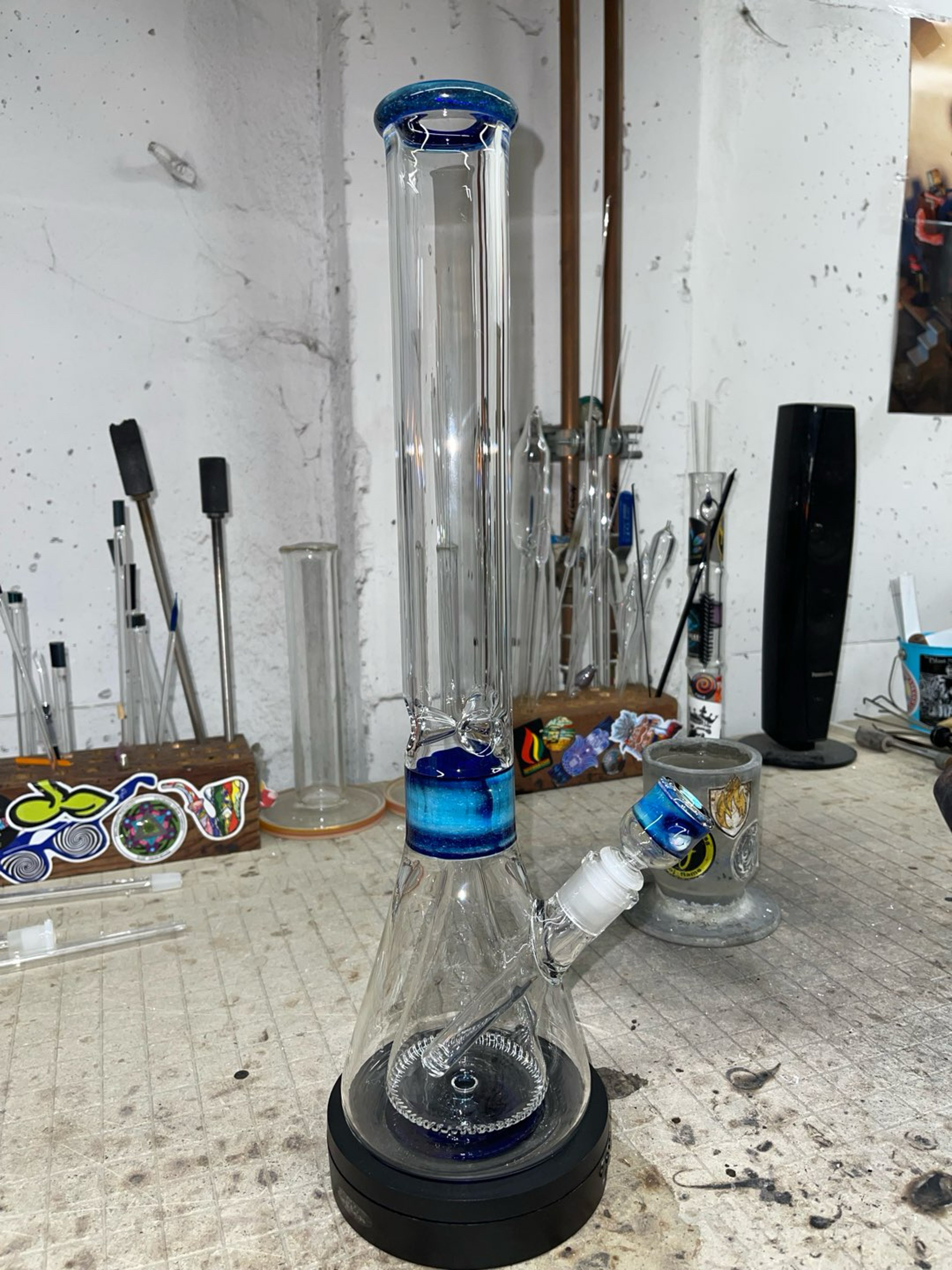 Preview pic of Collins beaker cobalt blue and silver fume accents