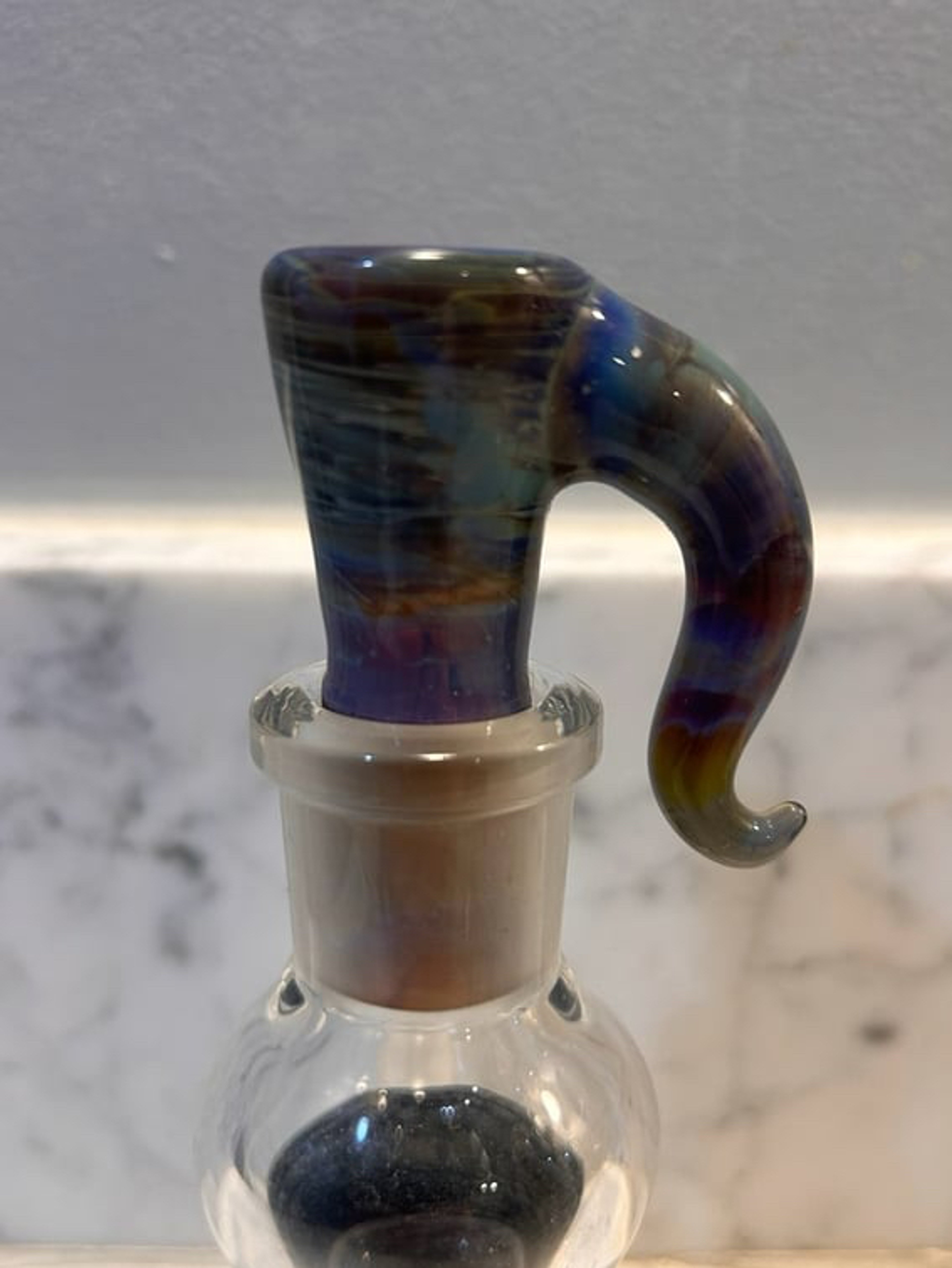 Shonlysglass Fully Worked Blue Amber Purple 18mm 4 Hole Slide image 0
