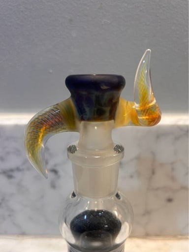 Preview pic of Valts Glass Double False Fume Horn Sanblasted 18mm 4 Hole Slide