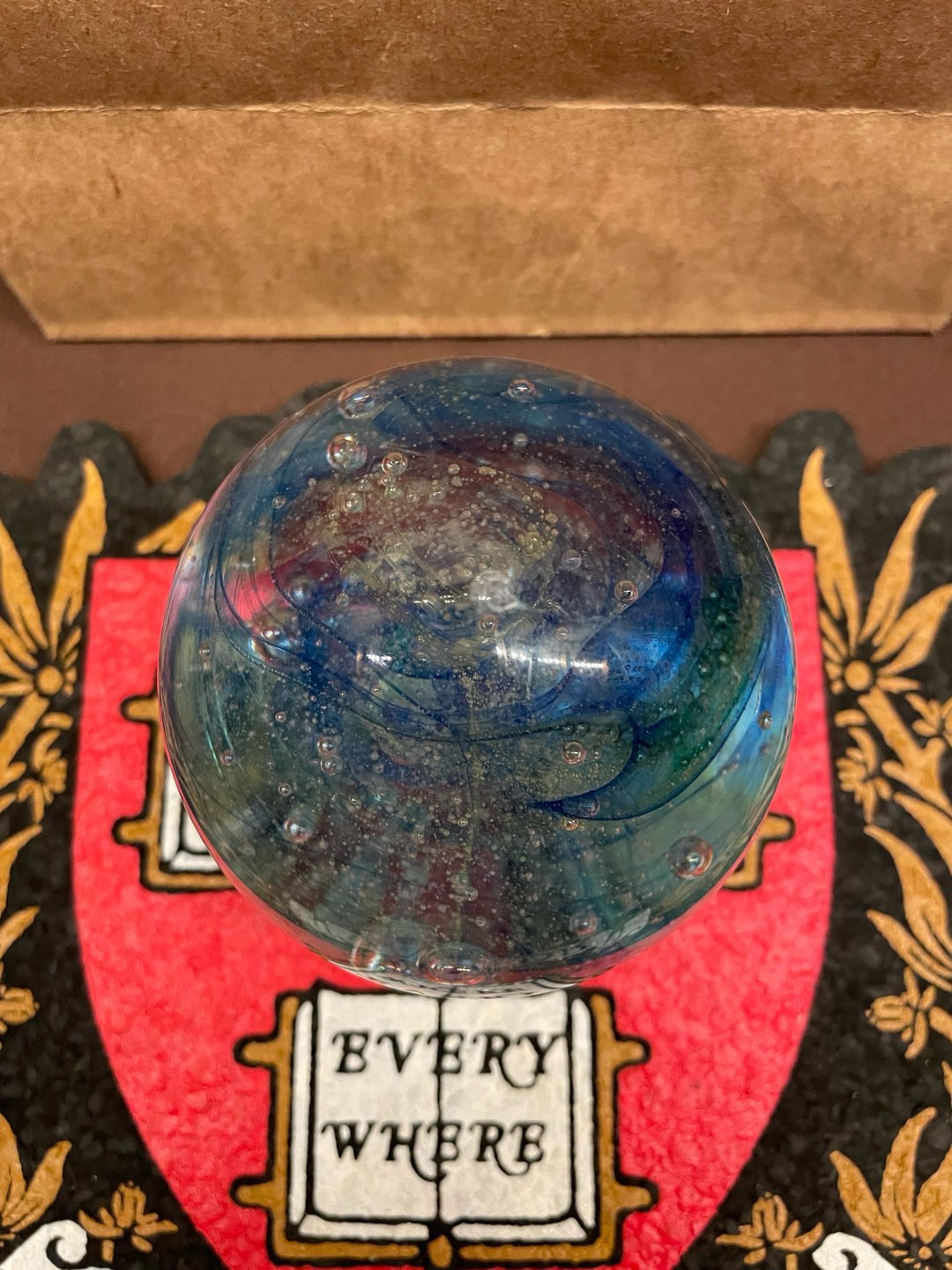 Preview pic of BLUE AND GREEN GLASS ORB PAPER WEIGHT.