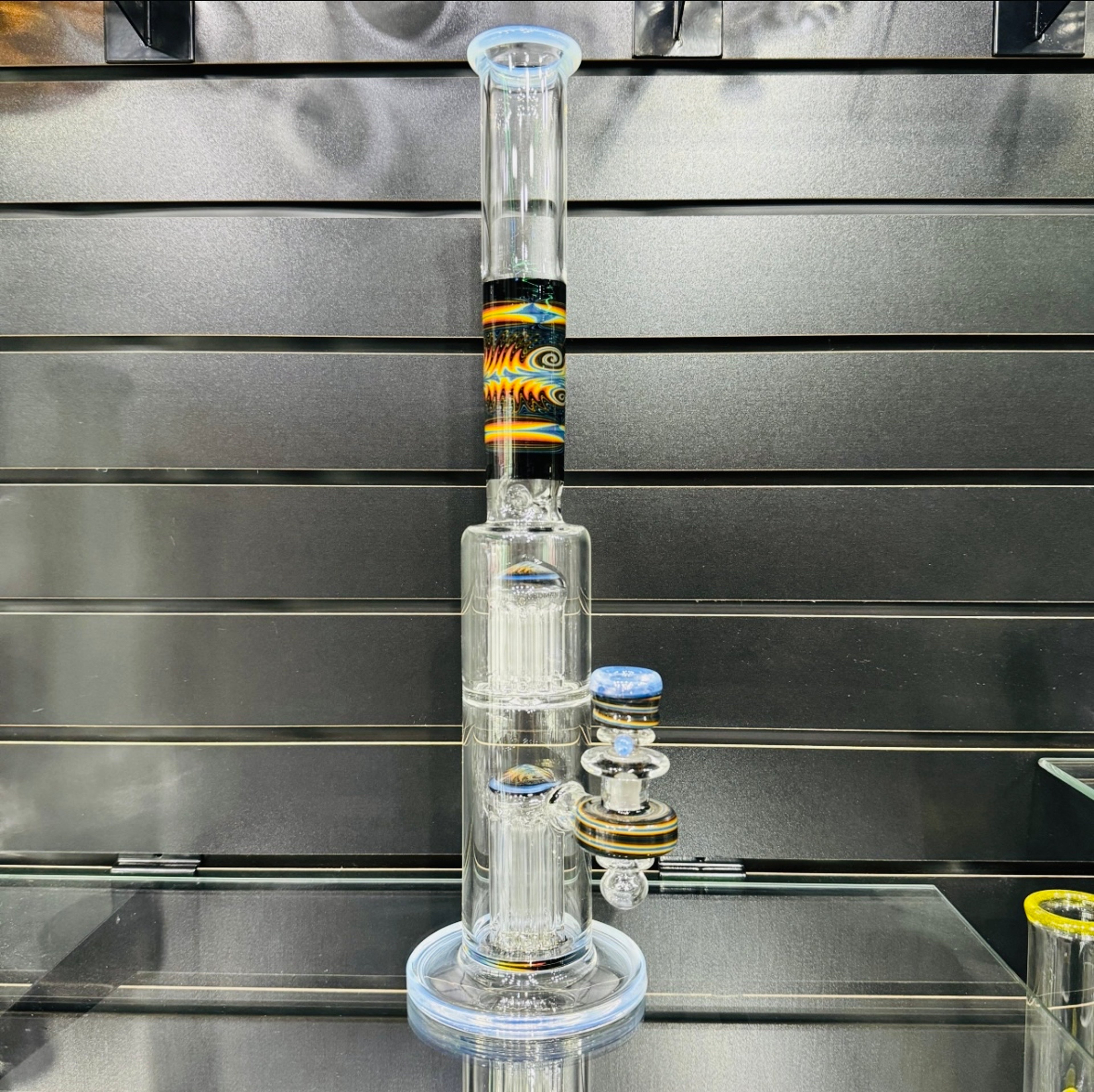 Preview pic of 17” Hedman  Headie 10/10 Custom UV  Worked Waterpipe Rare* Neo Opal Accents
