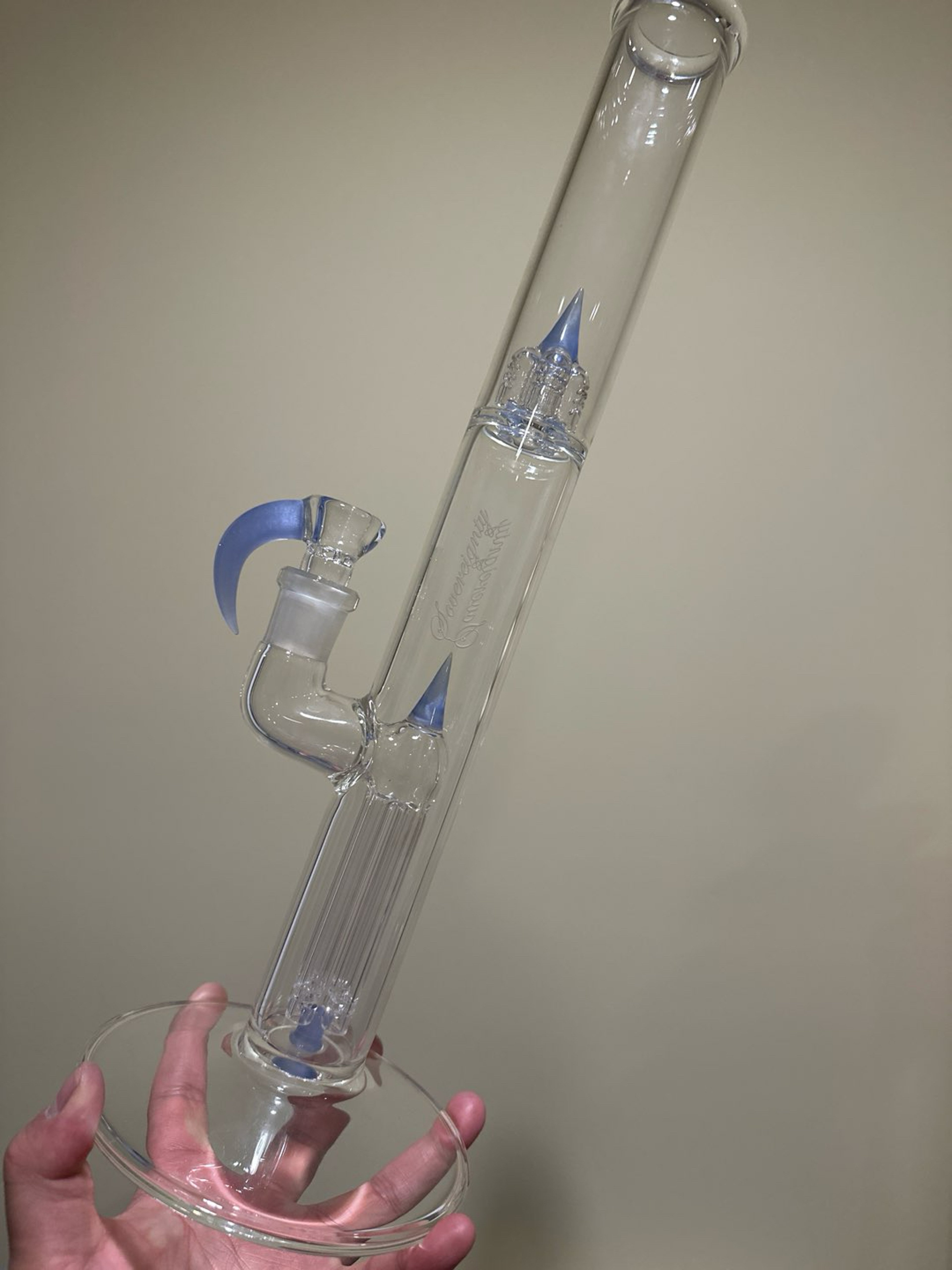 Preview pic of Sovereignty Glass Slitted F4 44 in Encased Blue Satin