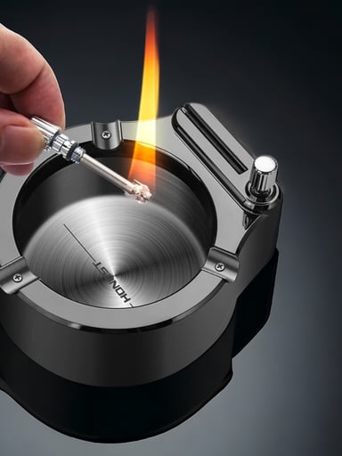 Preview pic of Retro Metal Ten Thousand Match Lighter Multifunction Ashtray Kerosene Lighter