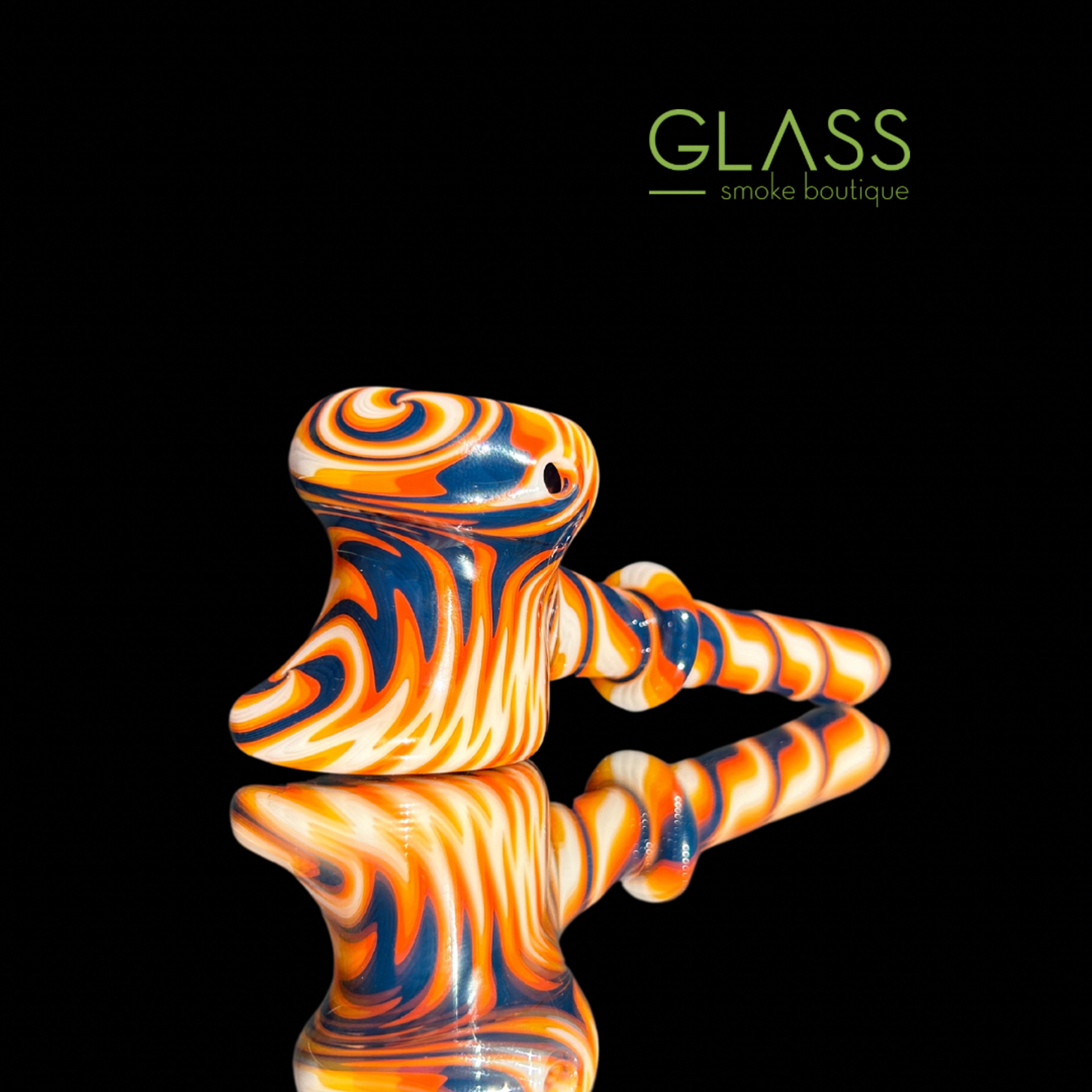 Preview pic of Bunky Glass Orange & Black Wigwag Hammer