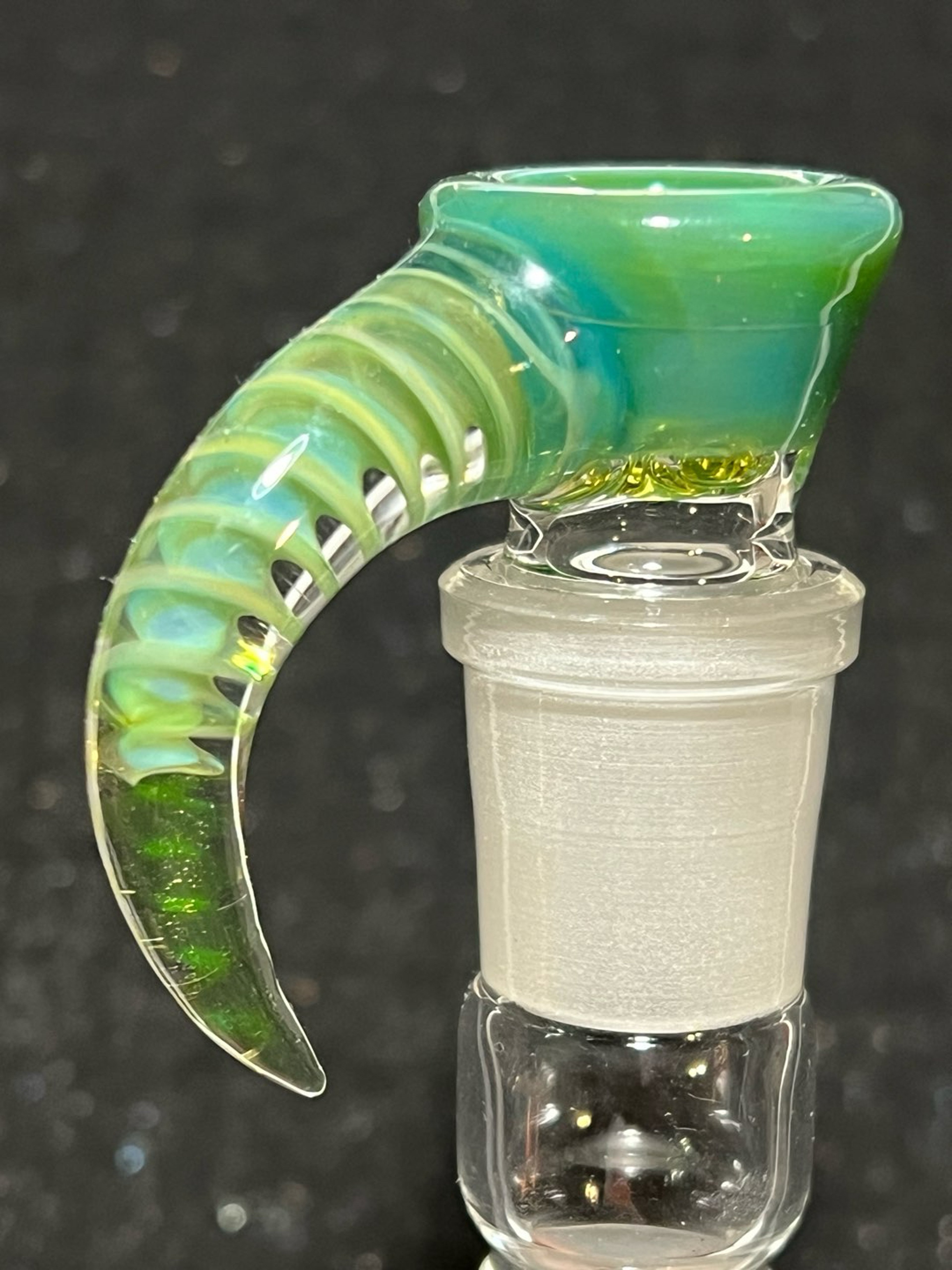 Preview pic of Lysergic Glass Art 18mm 4 hole Green Energy Ion
