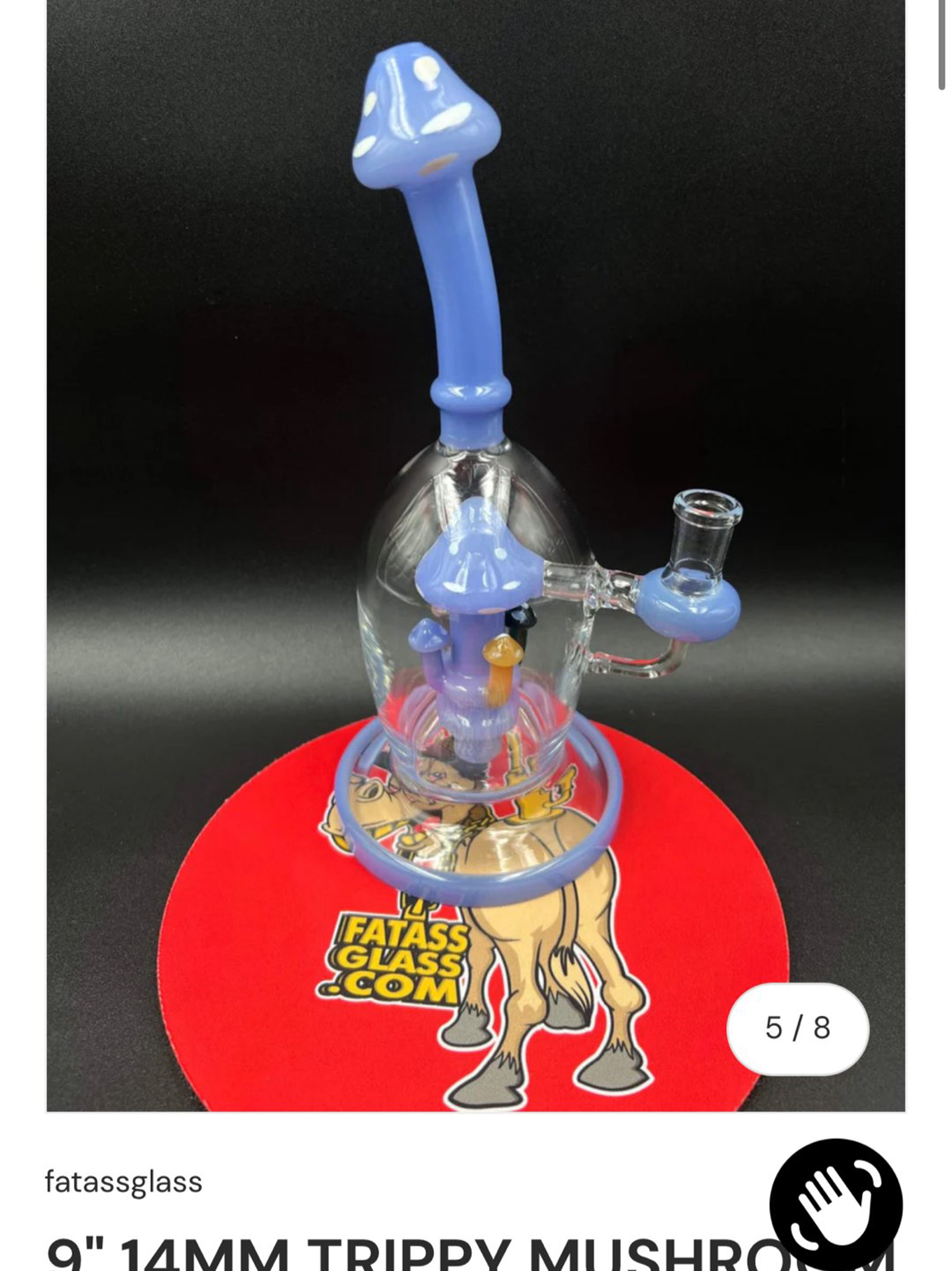 Preview pic of 9" 14MM TRIPPY MUSHROOM BONG: A PSYCHEDELIC SMOKING EXPERIENCE