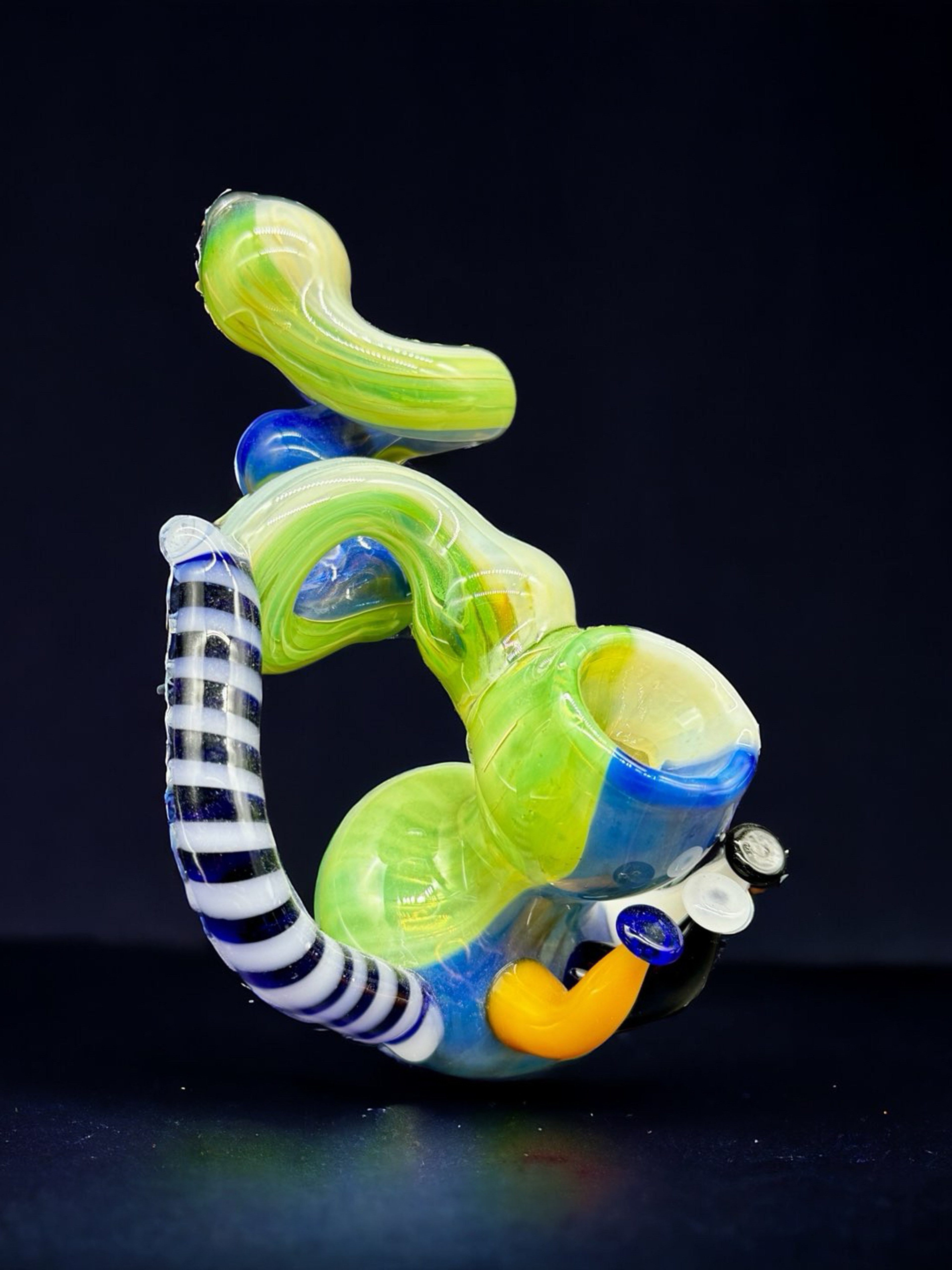 Preview pic of Twisted Colored Glass Bubbler - Handcrafted Durable Smoking Device