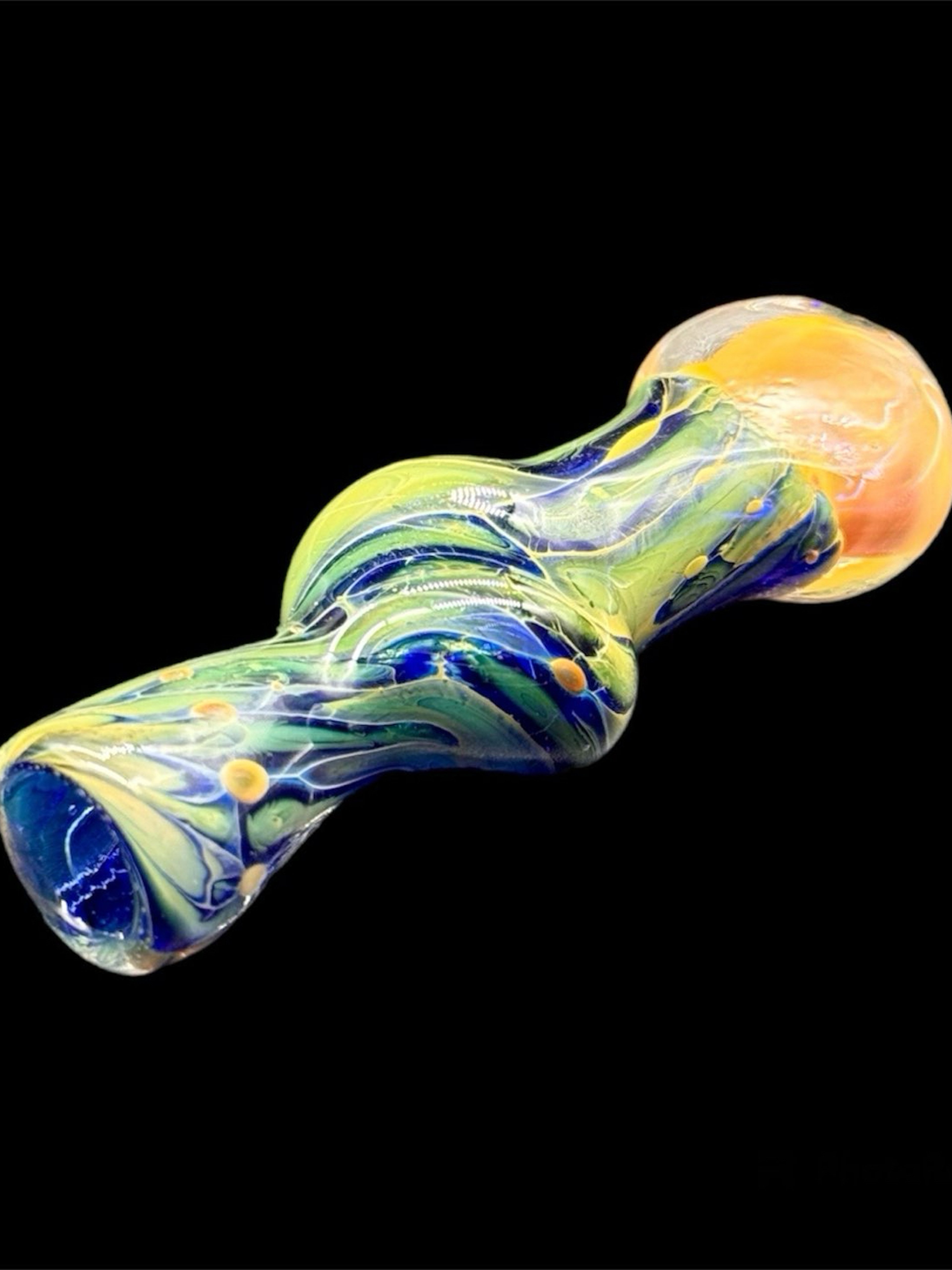 Preview pic of Blue & Gold Chillums Glass Pipe