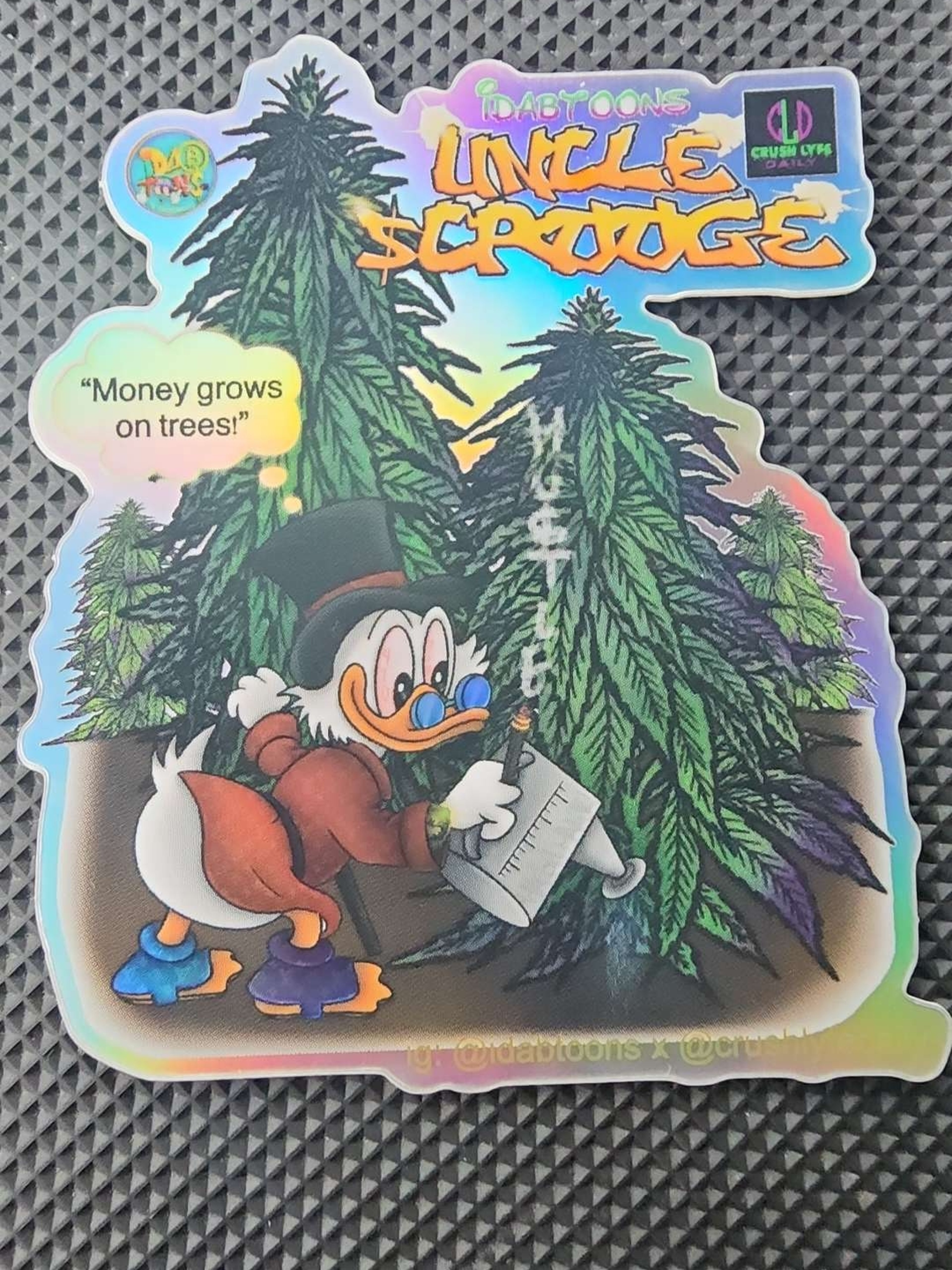 Preview pic of Custom Drawn Money Grows on Trees Die Cut Sticker 10pk