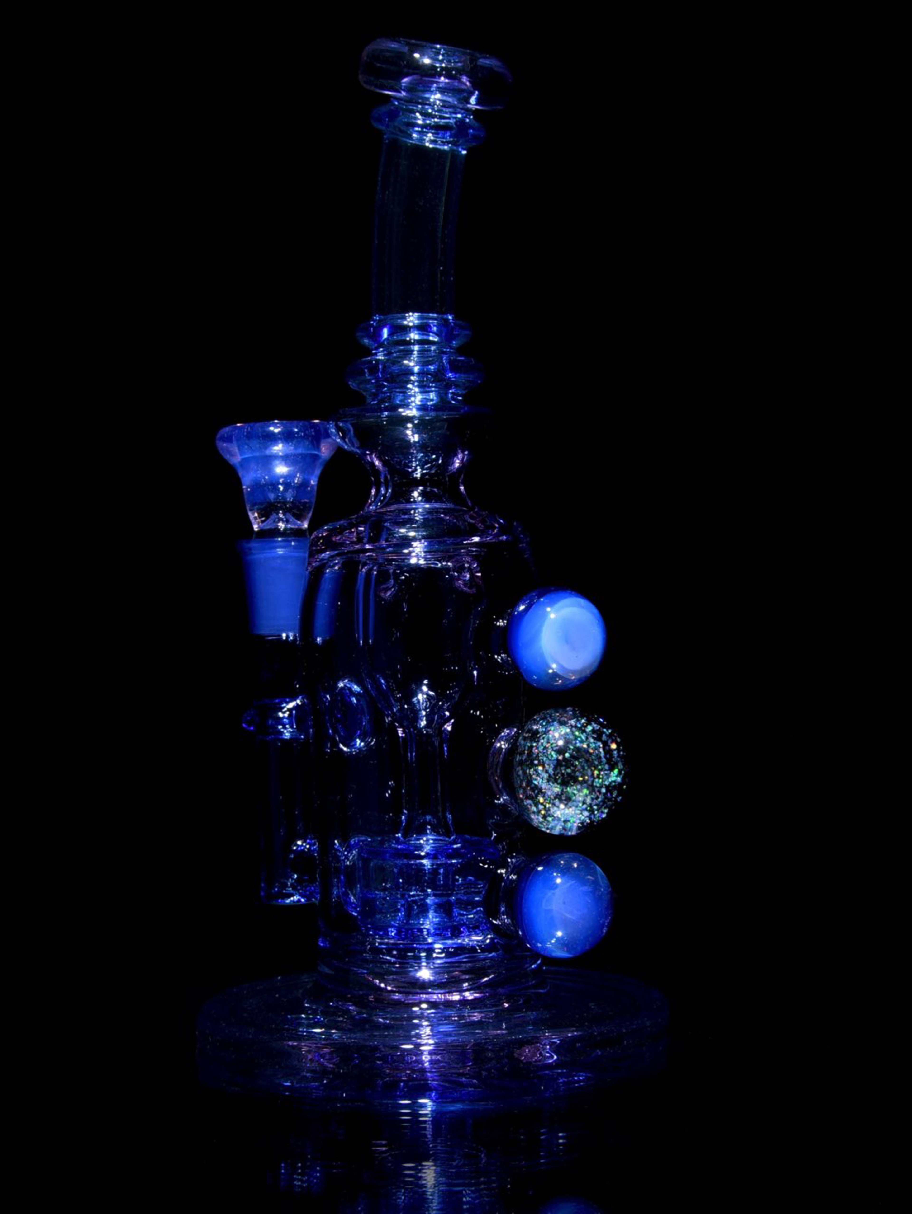 Preview pic of Davin Titland - Fully-worked Double-uptake Mini Tornada Recycler - Blue Dream/Neo Opal/CFL Purple Amethyst - 14mm Female