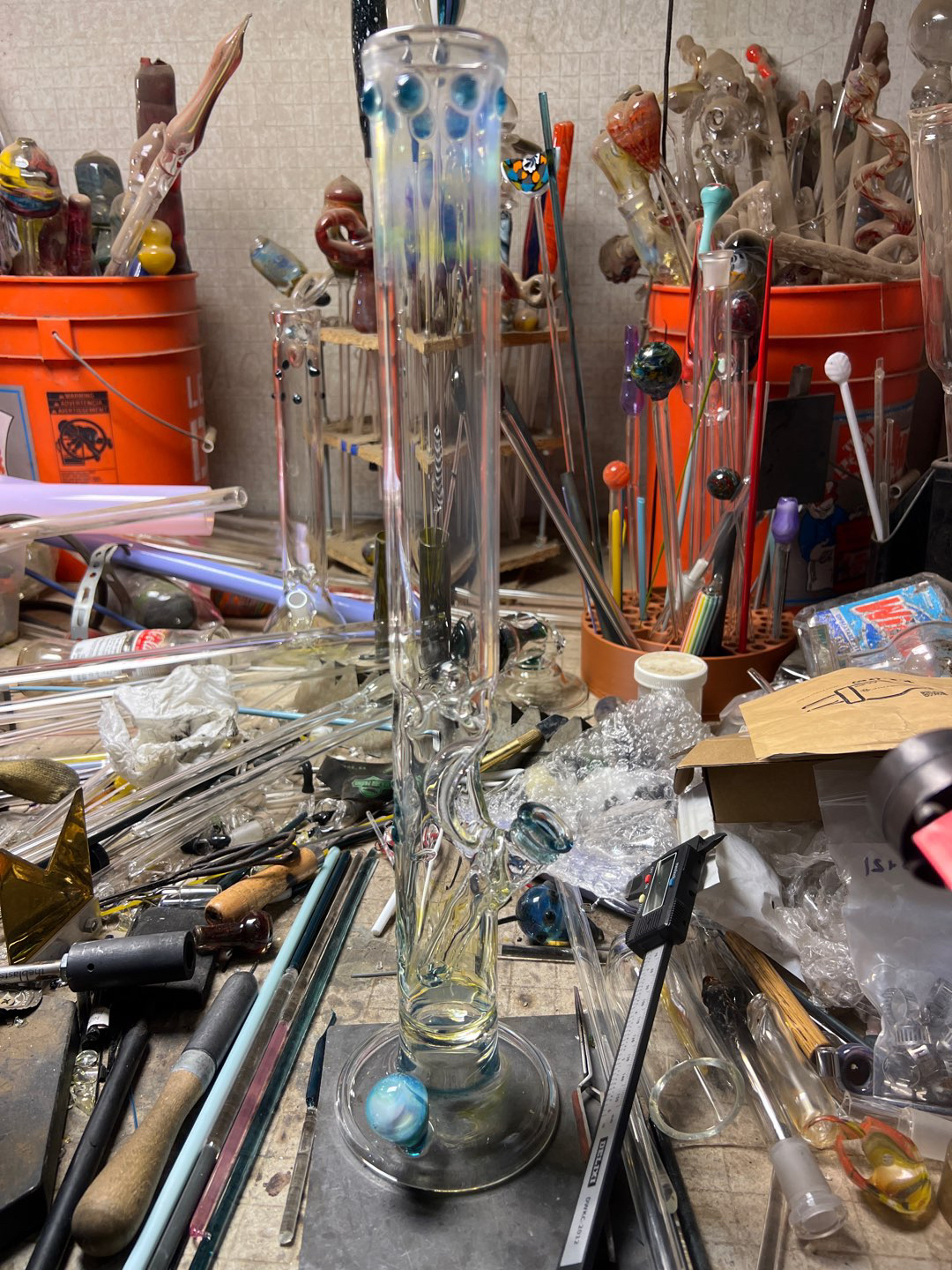 Preview pic of 17” 14mm straight tube sliver fume blue stardust pretty