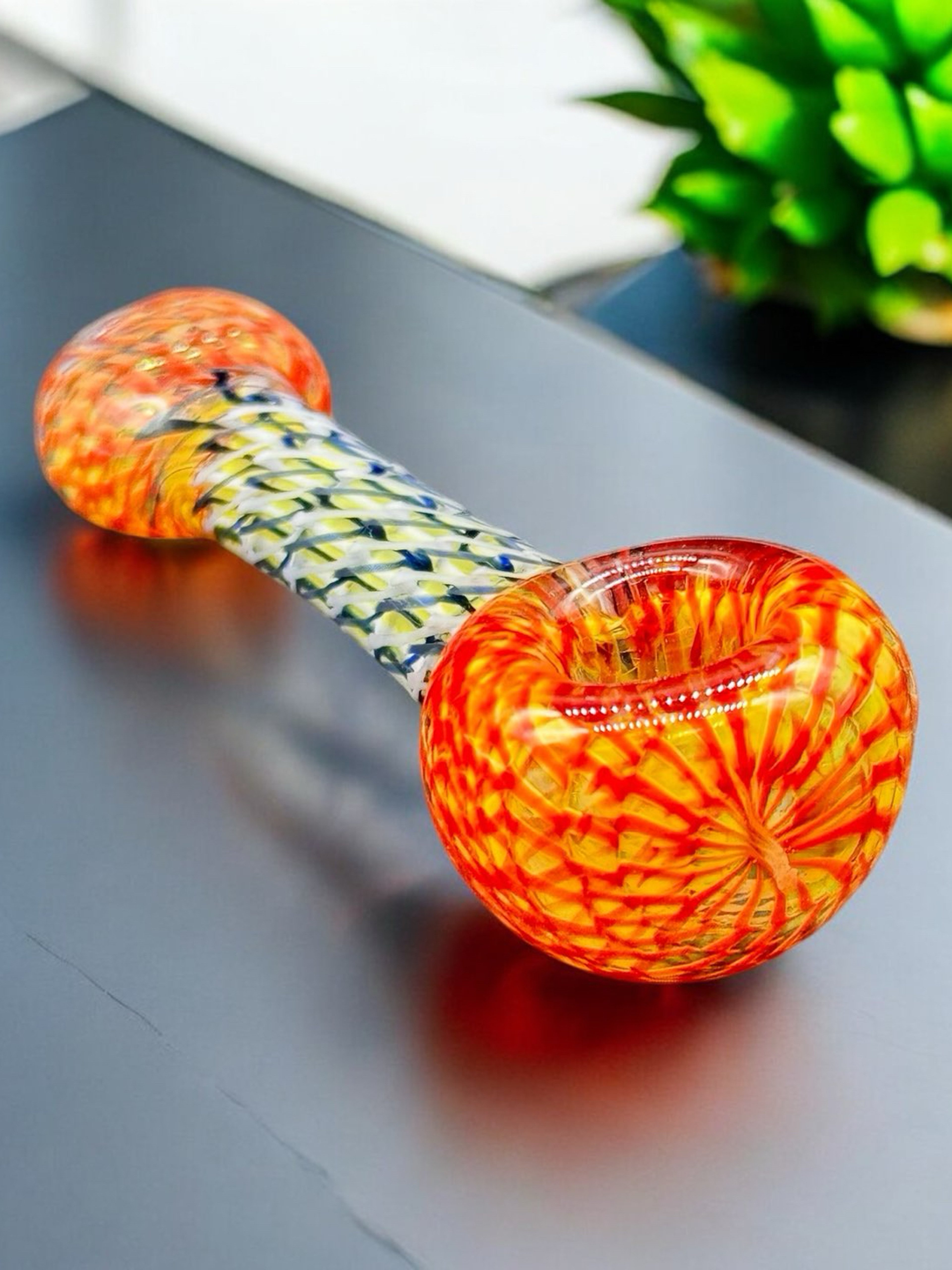 Preview pic of Premium Glass Pipe with Unique Orange Accents