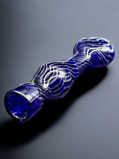 Preview pic of Modern Dark Blue Chillum Glass Pipe