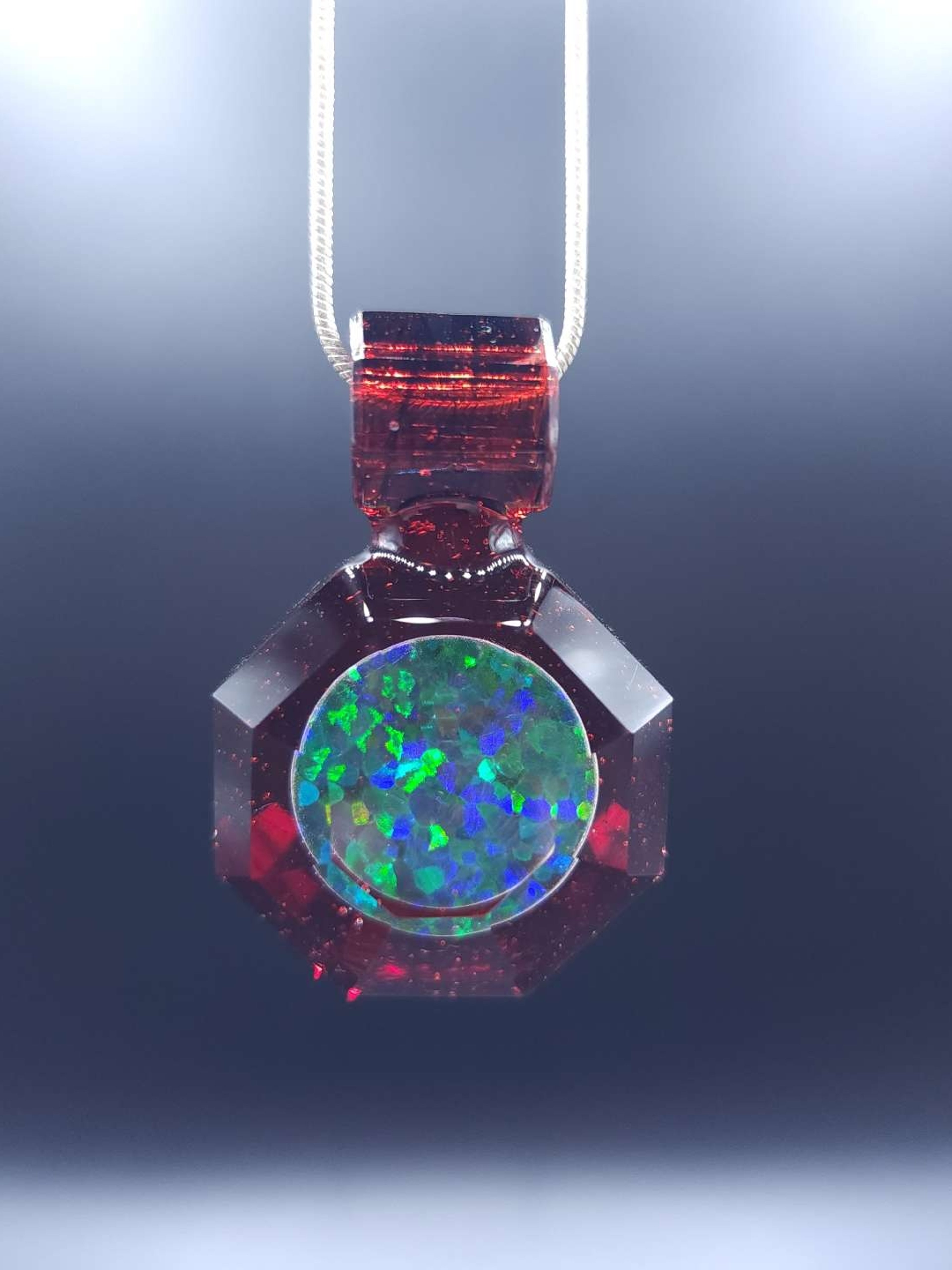 Preview pic of Faceted Pomegranate 15mm RGB Opal Gem Pendant