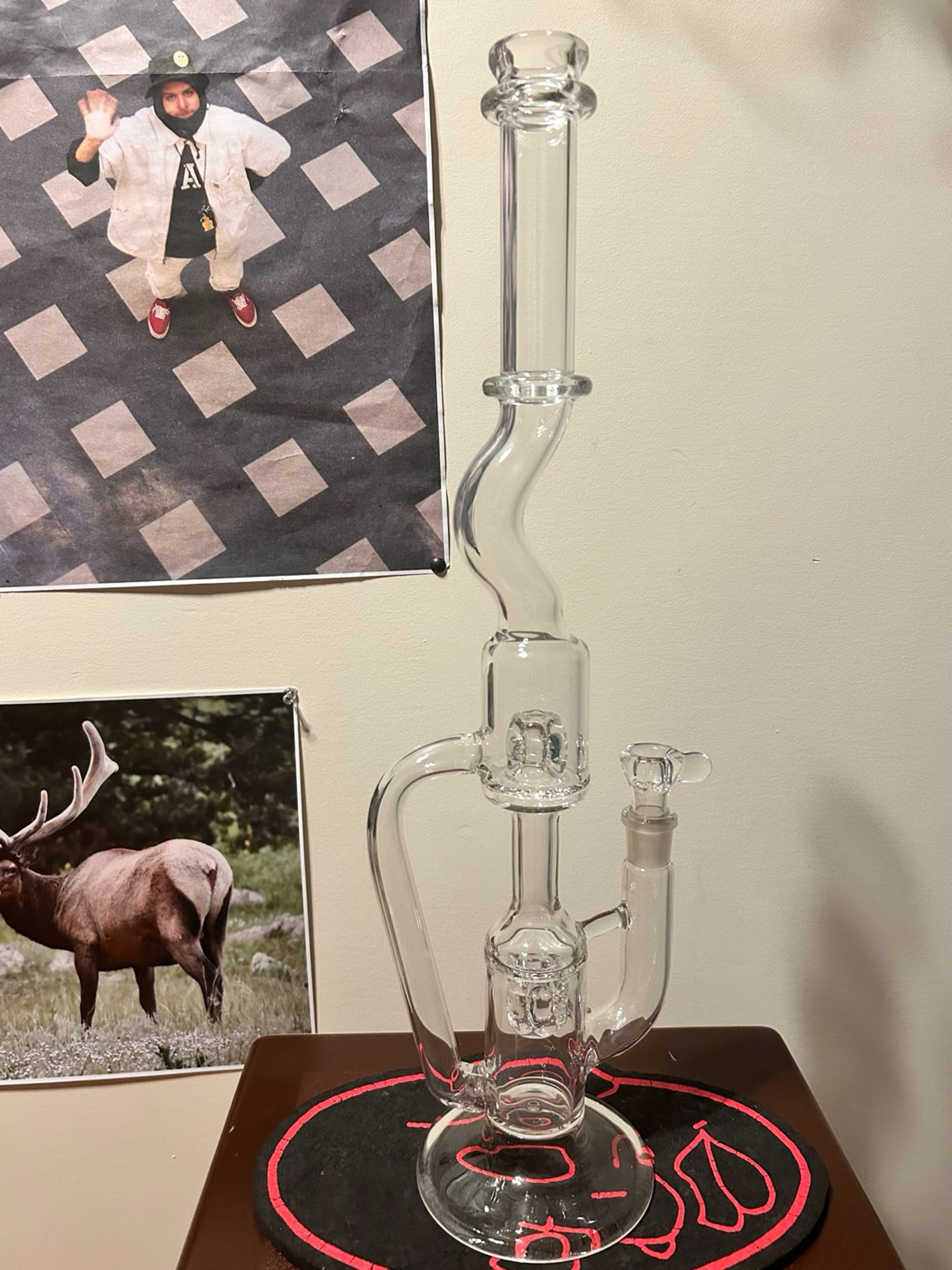 Preview pic of Fire Within Glass Space Staff Recycler with Black T glass slide