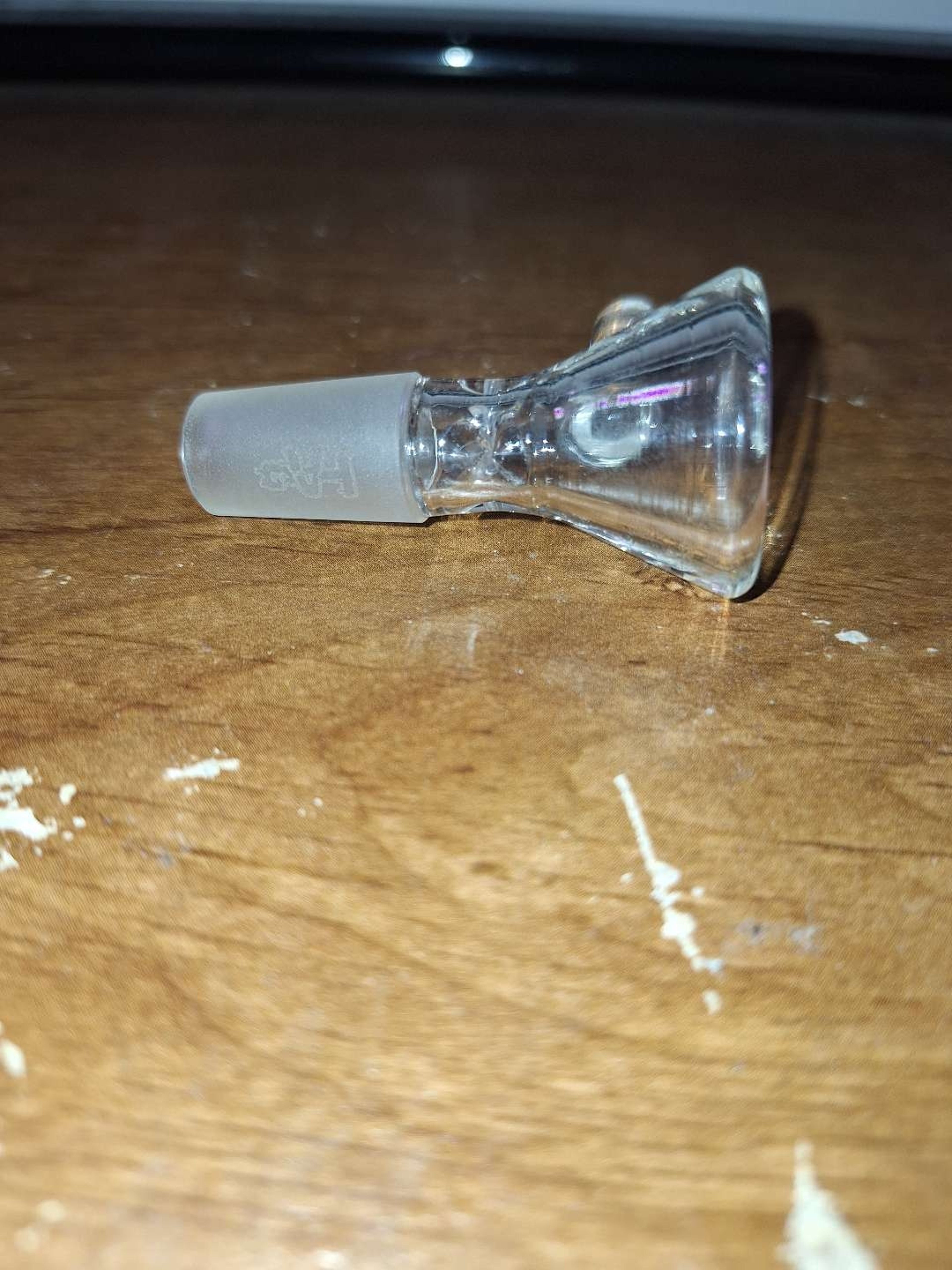 Preview pic of TAG 14mm 3 hole pinched screen slide sandblasted logo thick ass glass