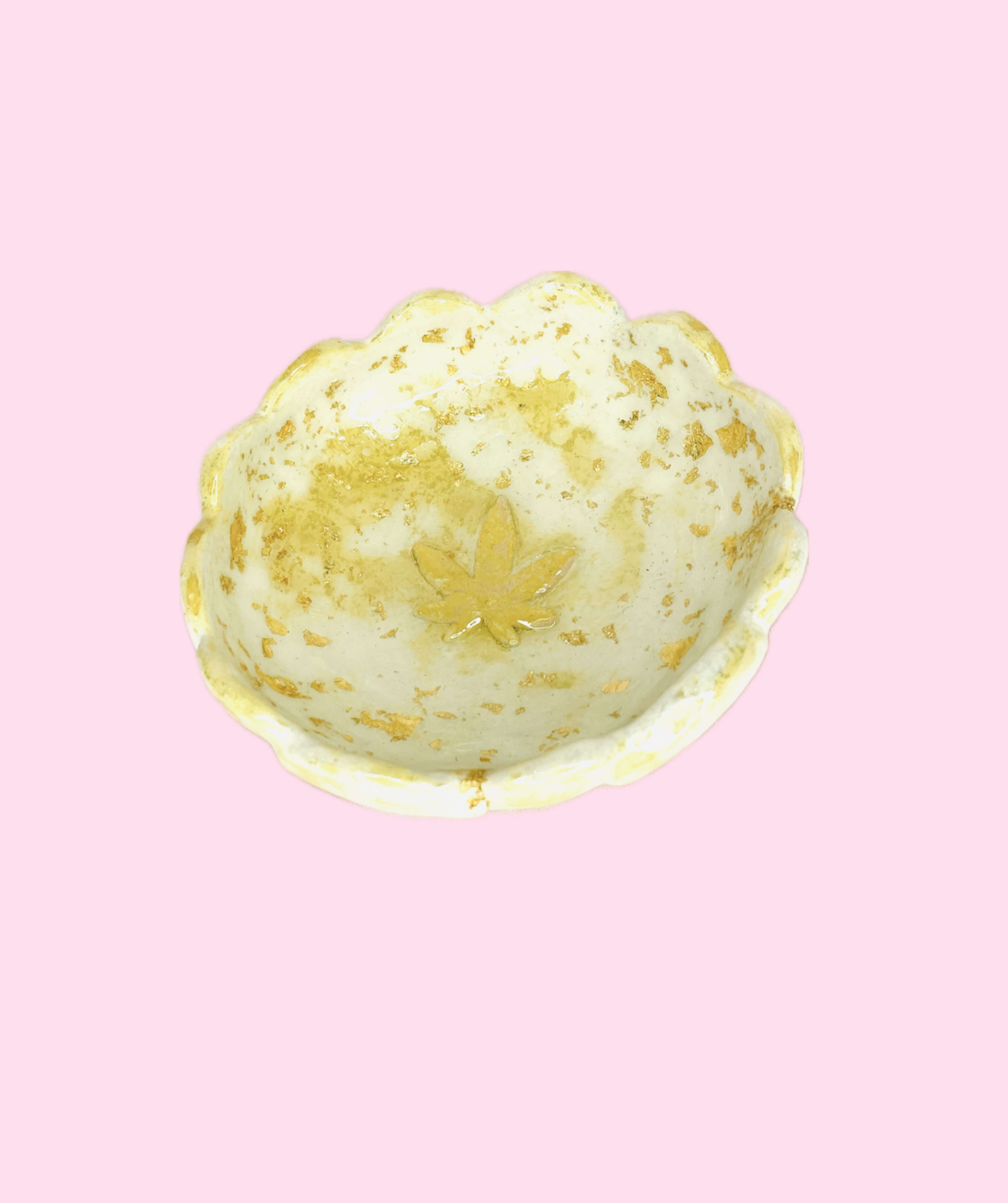 Preview pic of Gold and White Handmade Ceramic Ashtray