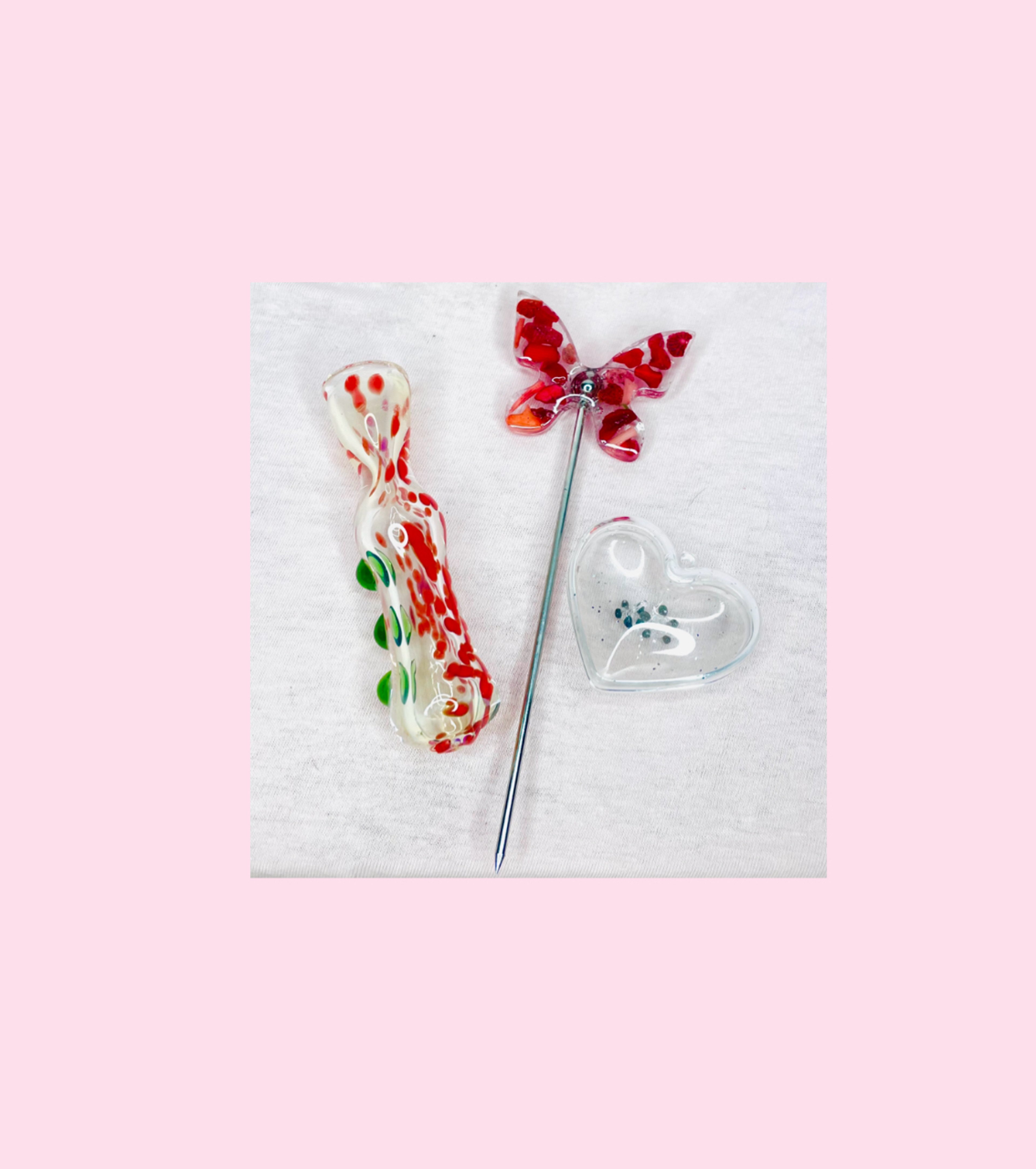 Preview pic of Red Butterfly Gem Poker Chillum kit