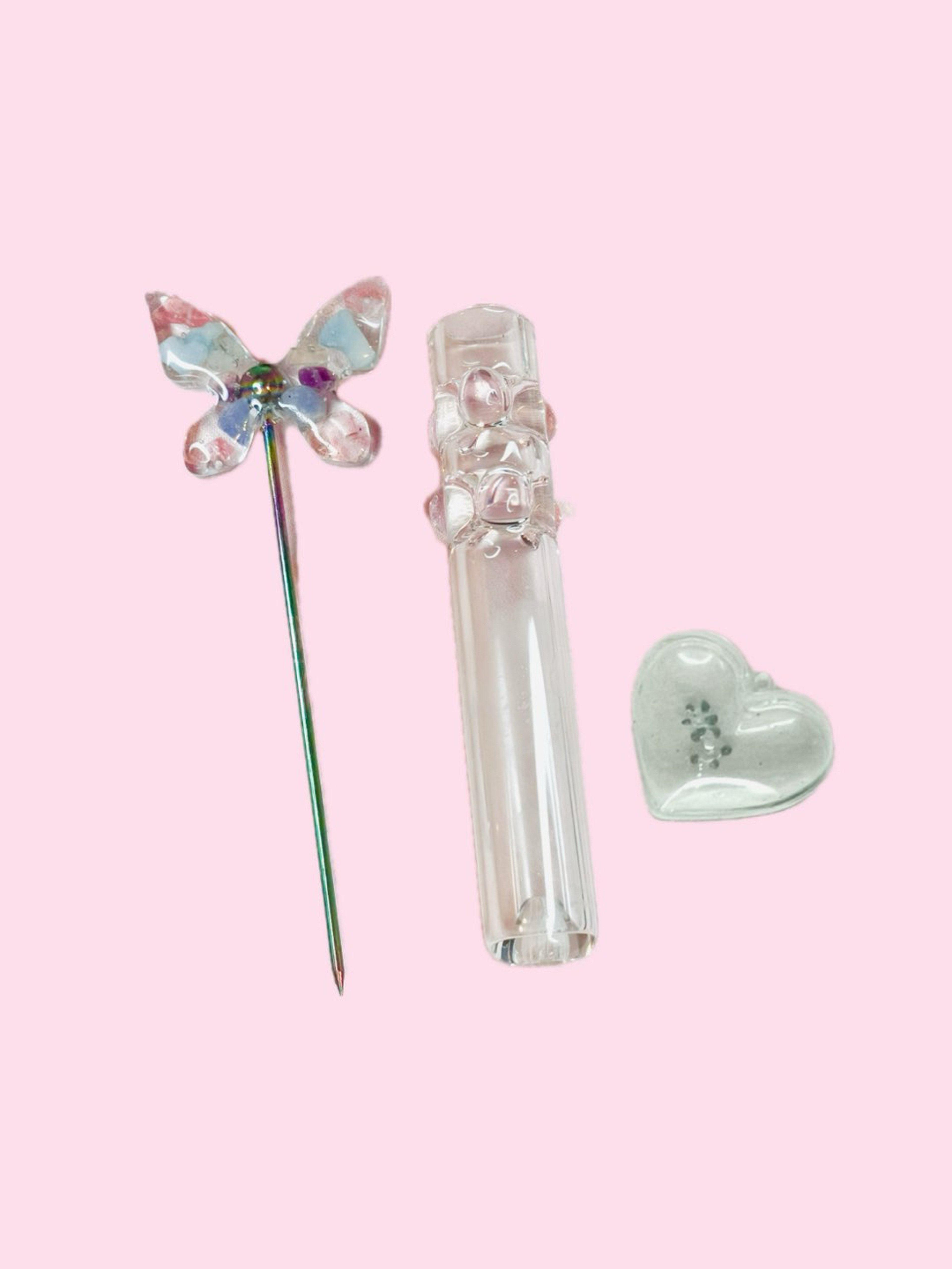 Preview pic of Handmade Gem Stone Butterfly Poker and Chillum