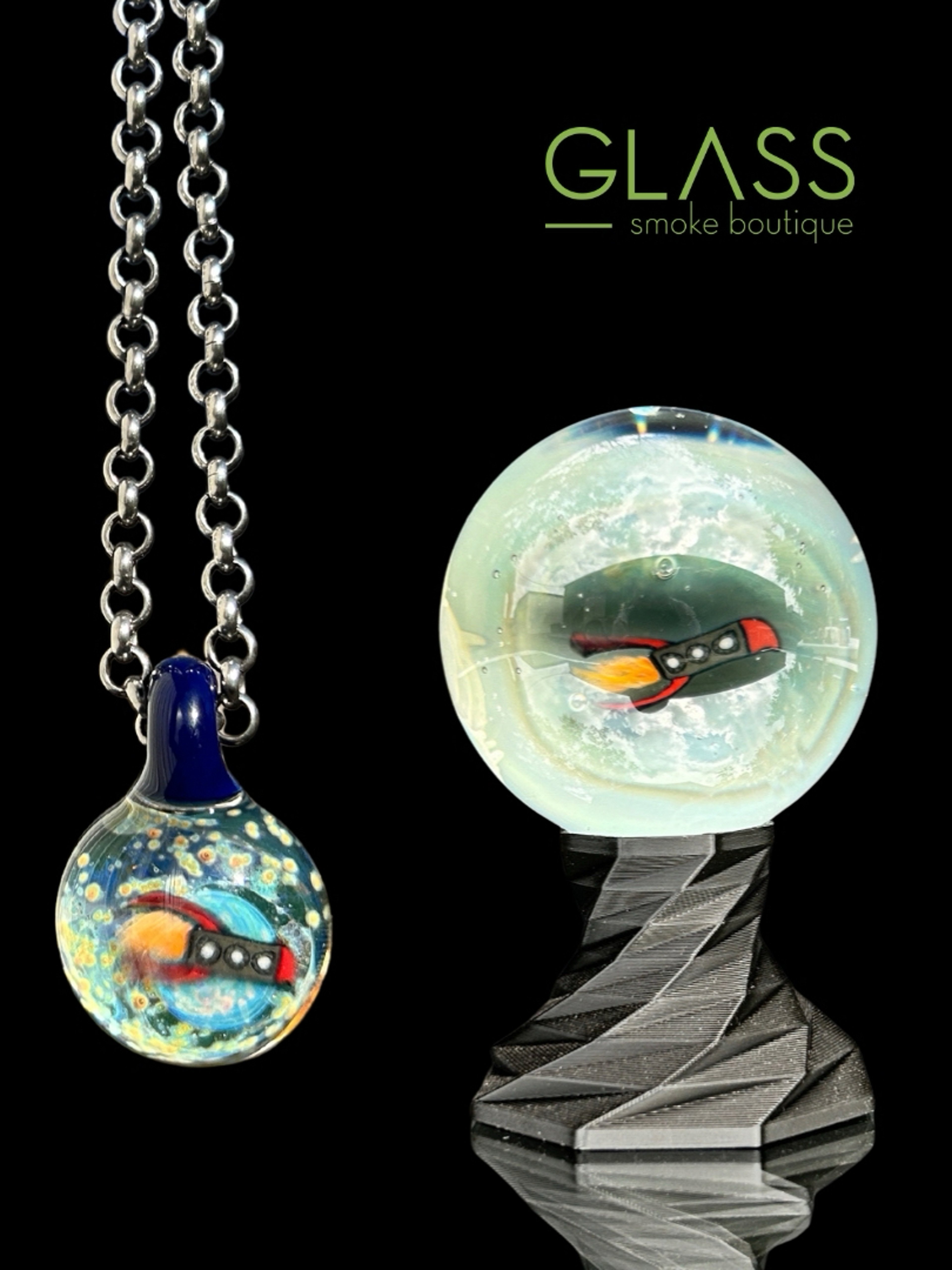 Rocket Marble & Pendant Set by Greenthumb Glass image 0