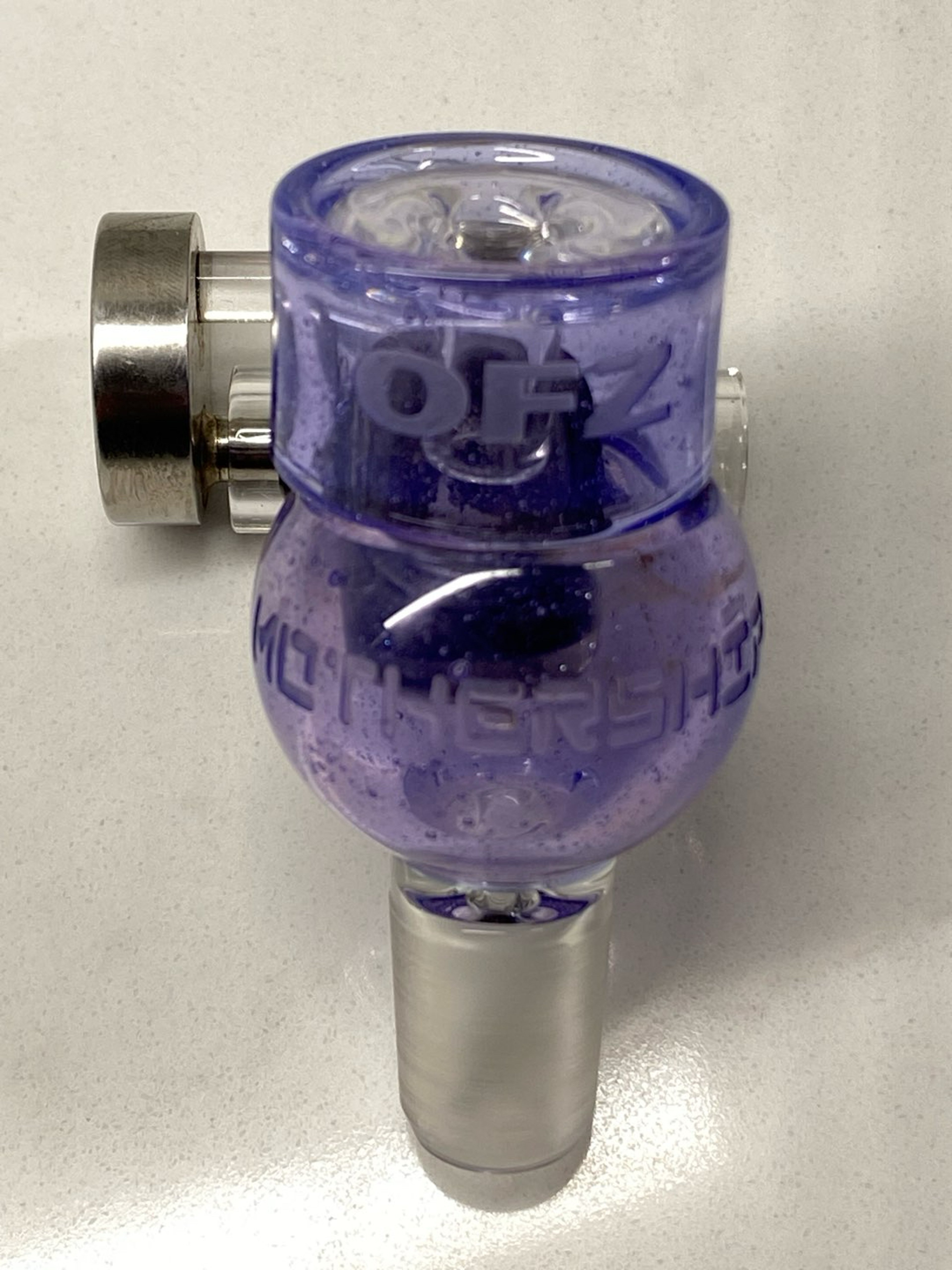Preview pic of Mothership Bucket quartz swing w matching OFZ carb cap purple opaque