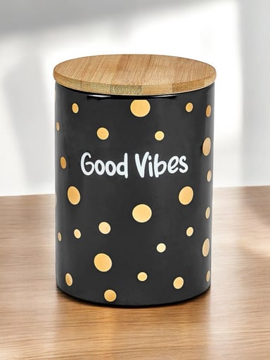 Preview pic of Deluxe Canister Ceramic Stash Jar Good Vibes