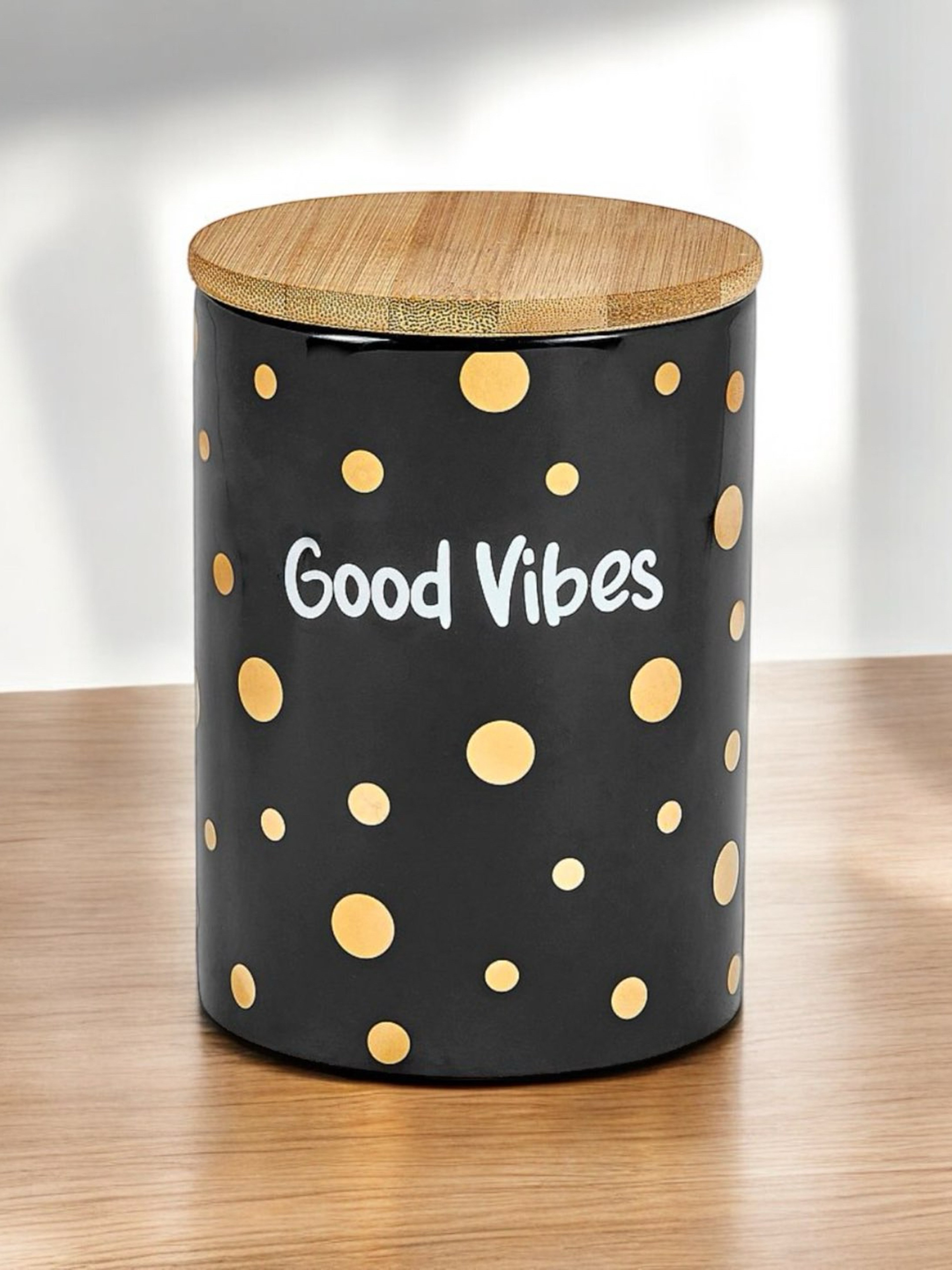 Preview pic of Deluxe Canister Ceramic Stash Jar Good Vibes