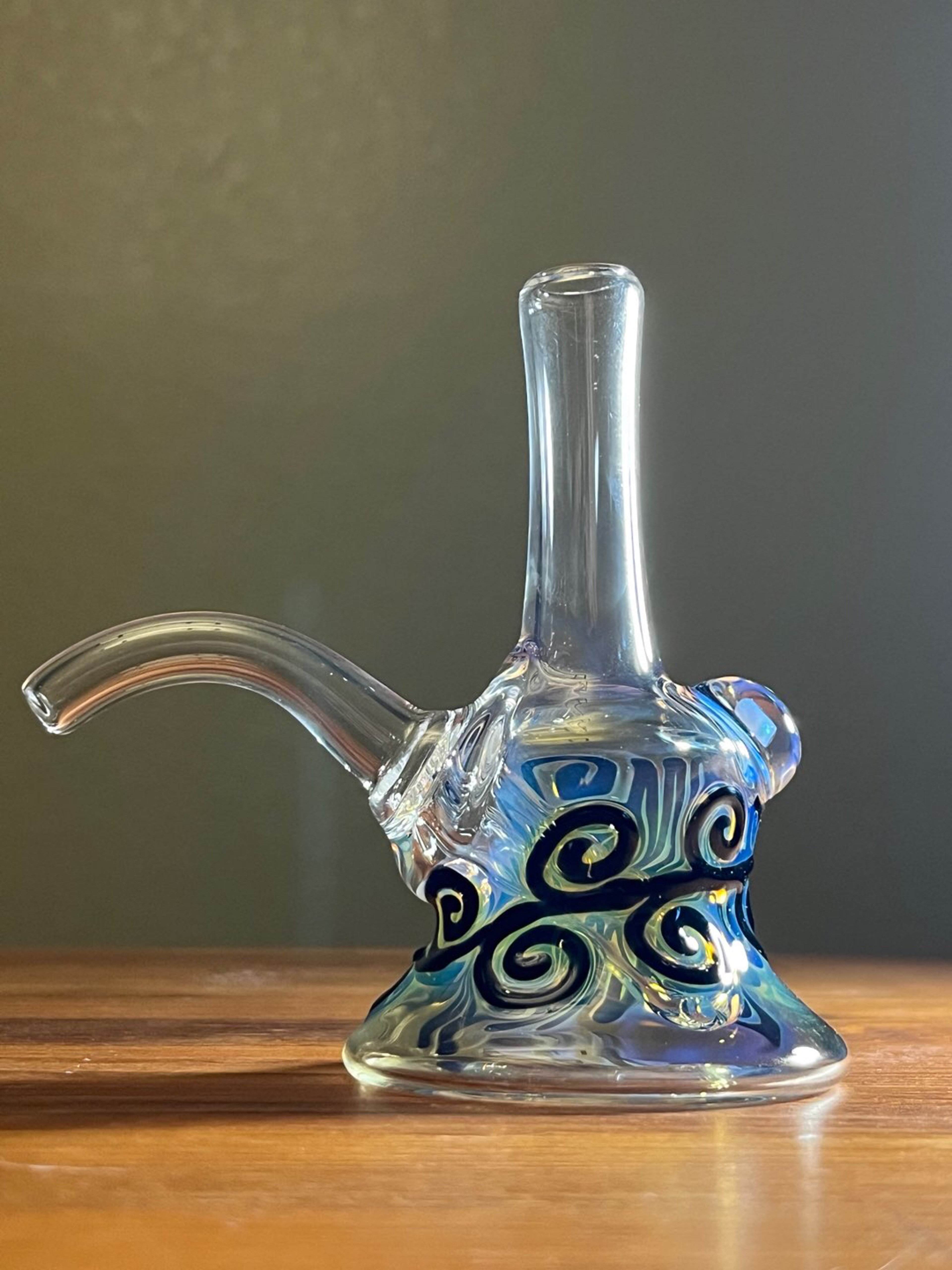 Preview pic of Silver Fume Strottle with Spirals, Squiggles, and Opal