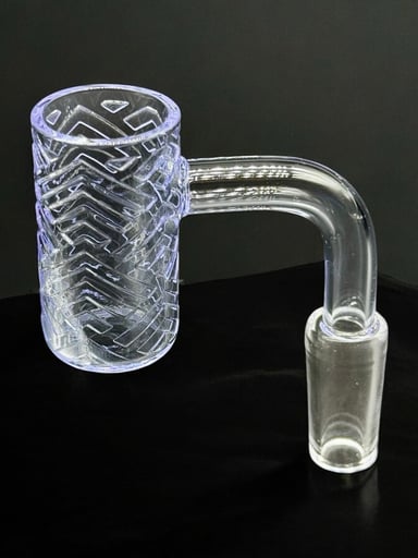 Preview pic of Purple & Clear 90° Degree Quartz Banger Deep Bowl