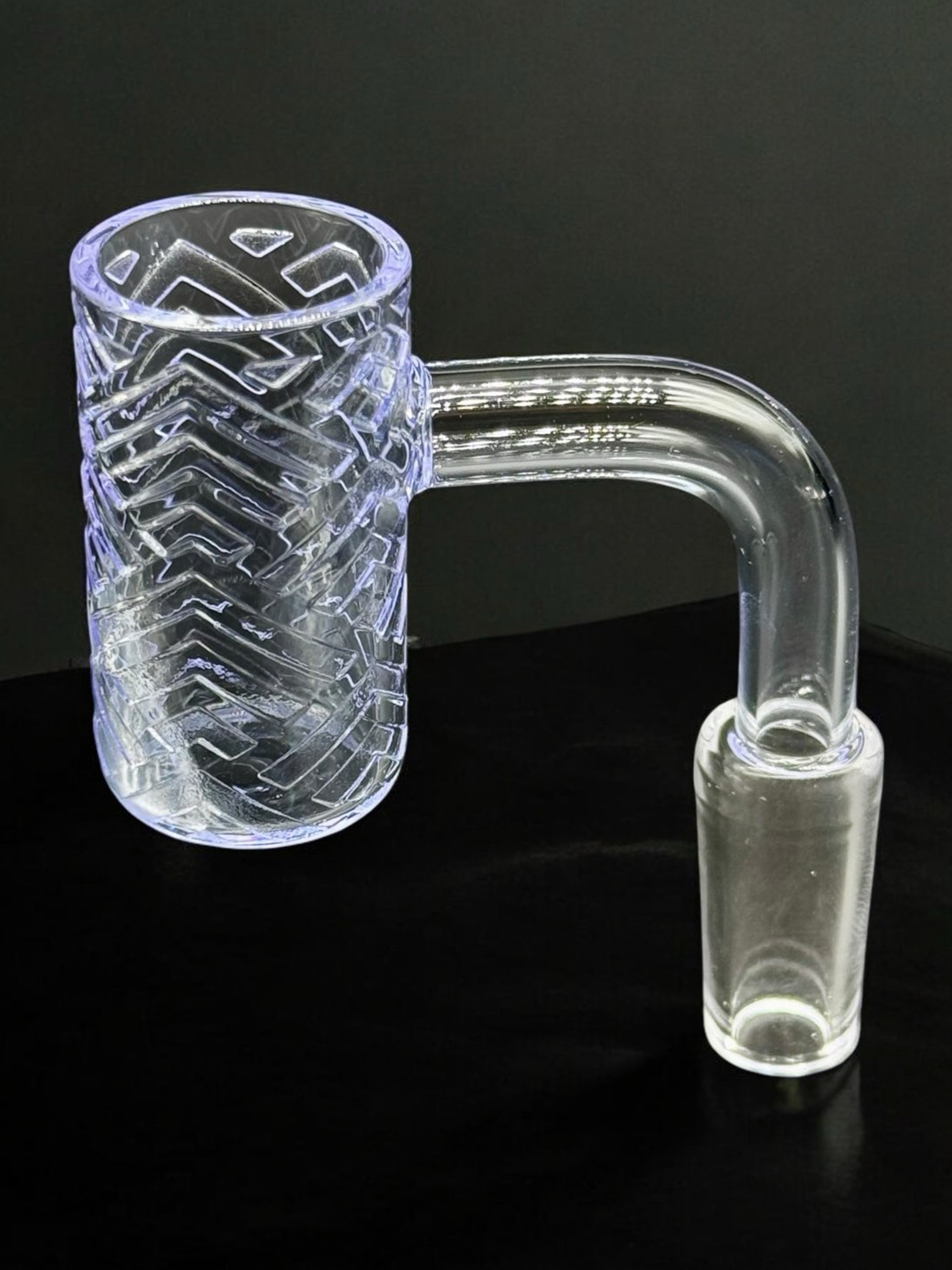 Purple & Clear 90° Degree Quartz Banger Deep Bowl image 0