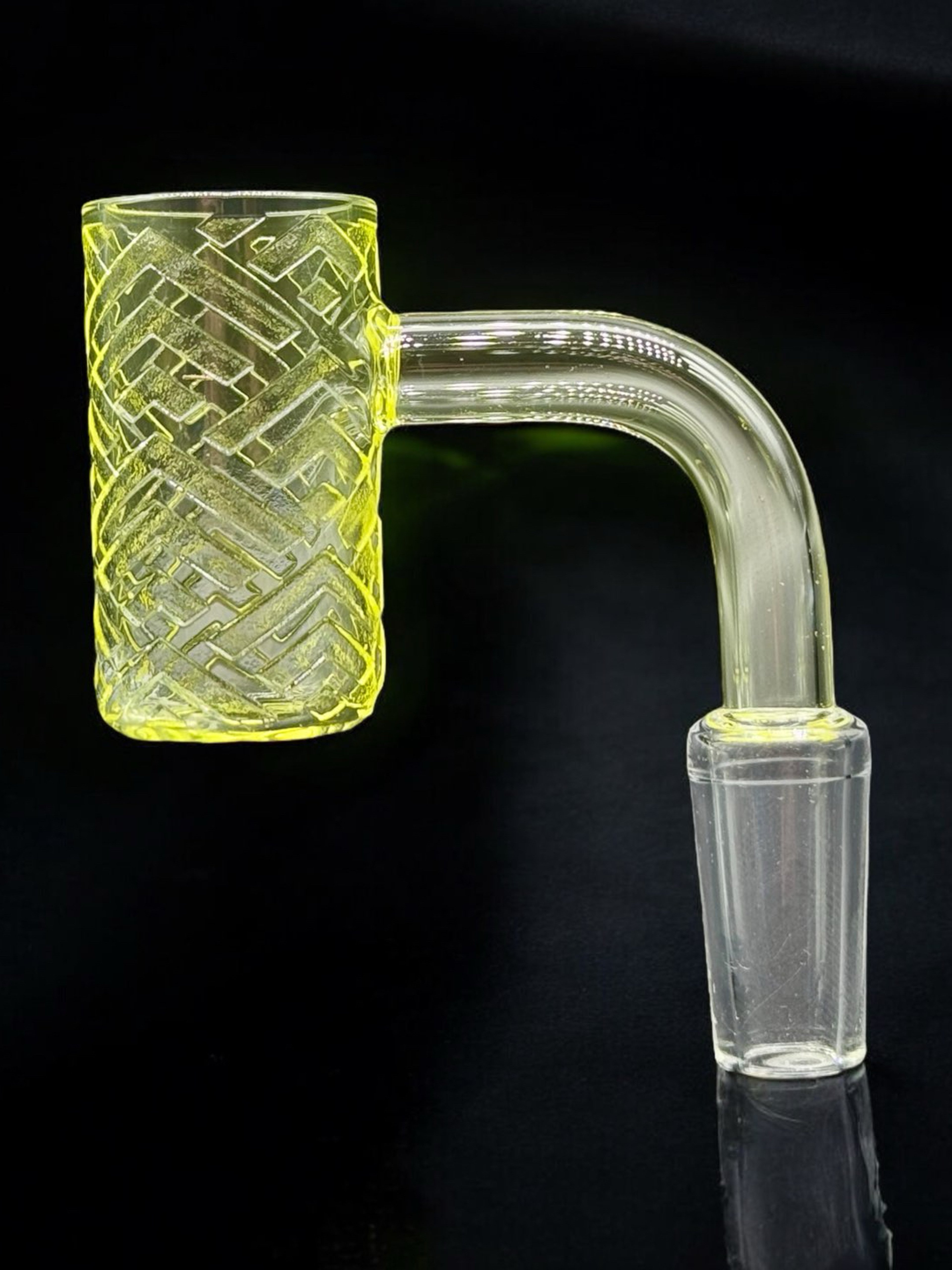 Lime Yellow & Clear 90° Quartz Banger – Deep Bowl image 0